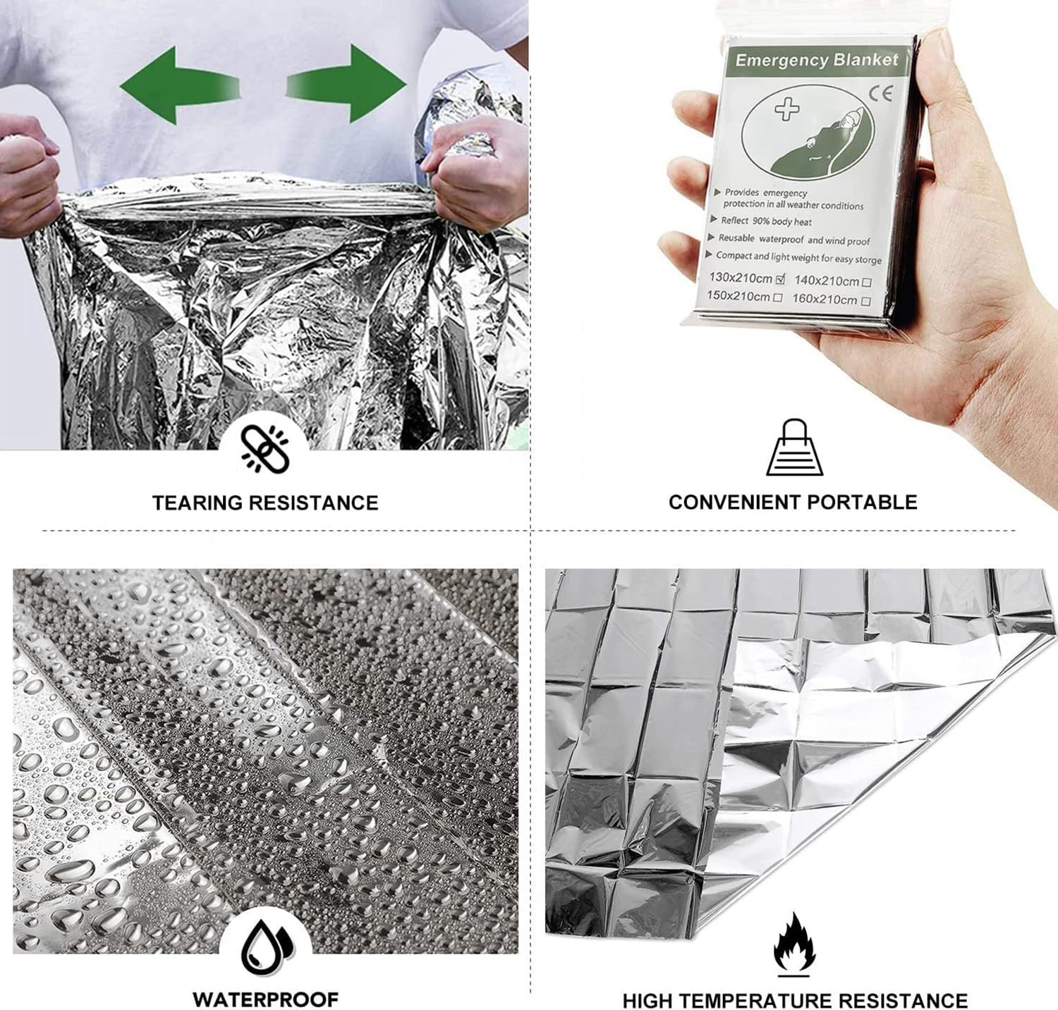 Emergency Foil Thermal Blanket (Pack of 25), 210 x 160 cm (82″ x 63″) Emergen…
