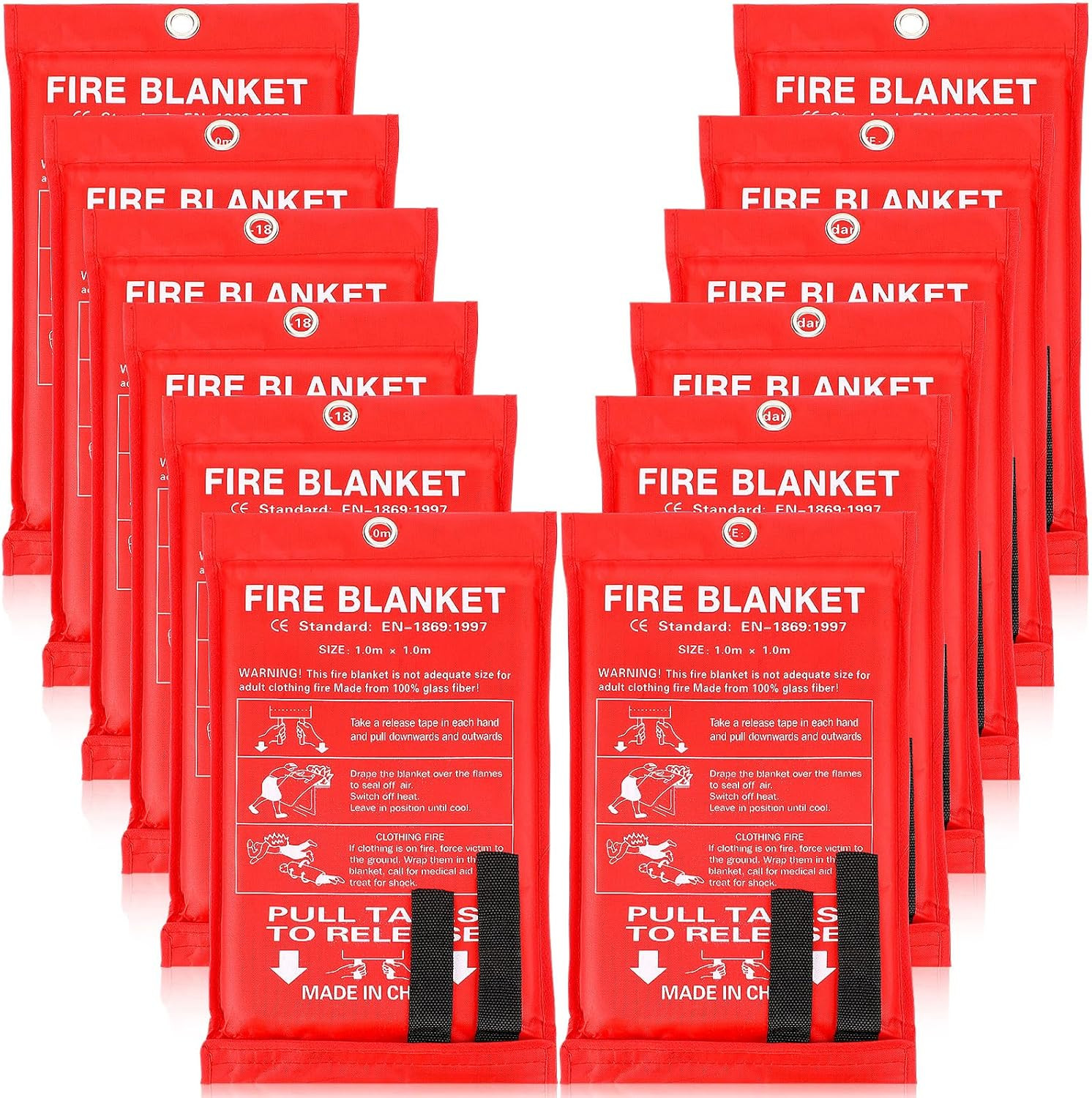 12 Pack Fire Blanket 39″x39″ – Emergency Safety Suppression for Home & Travel