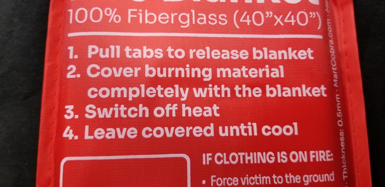 Mart Cobra Emergency Fire Blanket For Home And Kitchen 40″ x 40″