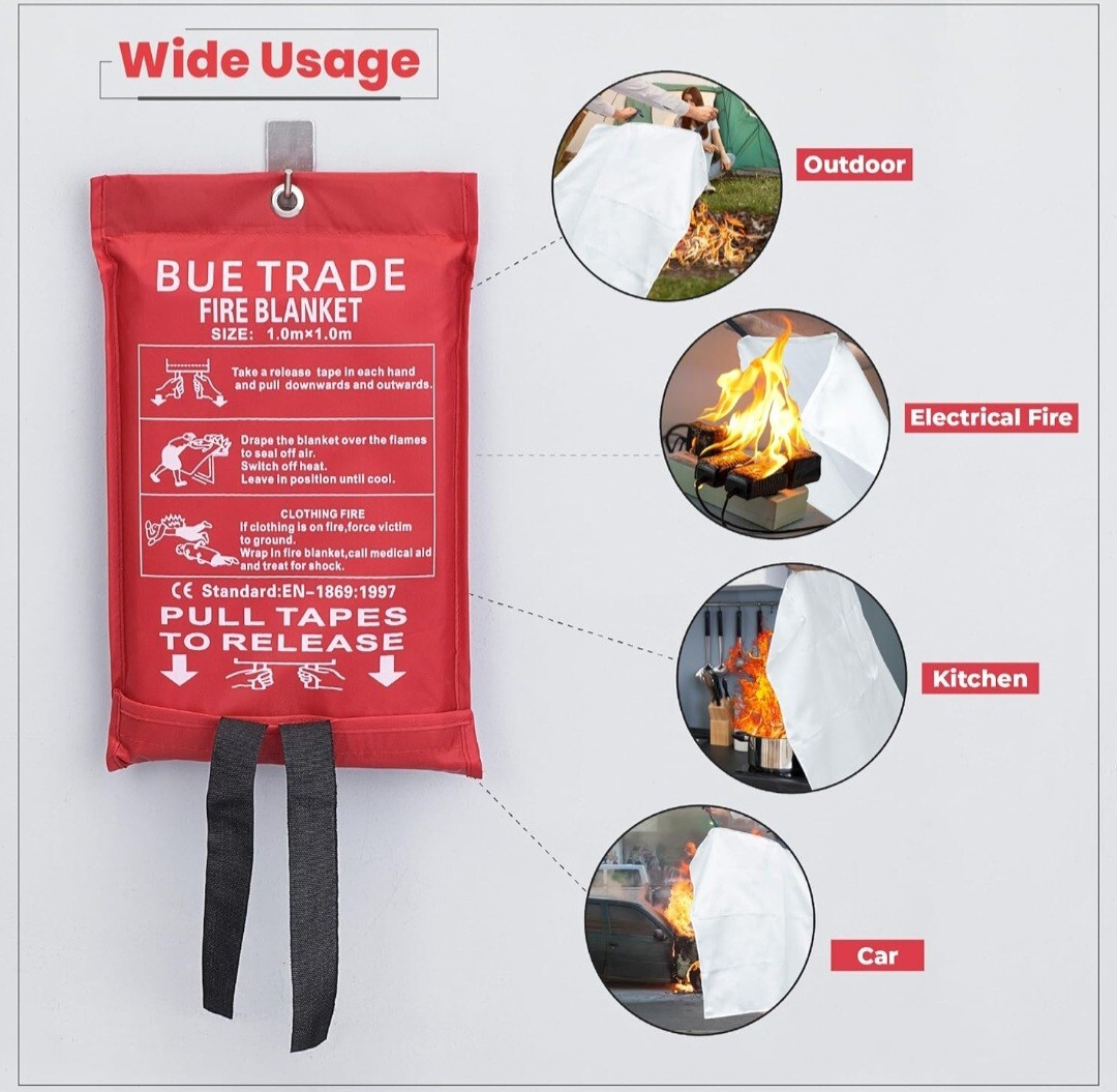 40″ x 40″ Emergency Fire Blanket Flame Retardant Protection, Fiberglass Fire…