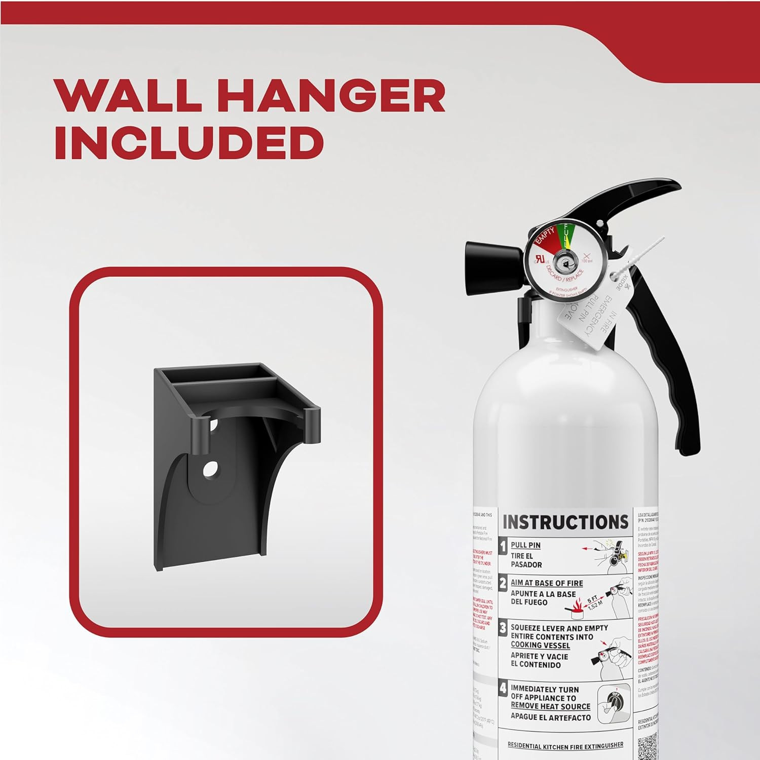 Home Kitchen Fire Extinguisher for Grease Fires, 3.9 lbs, Wall Mount Included