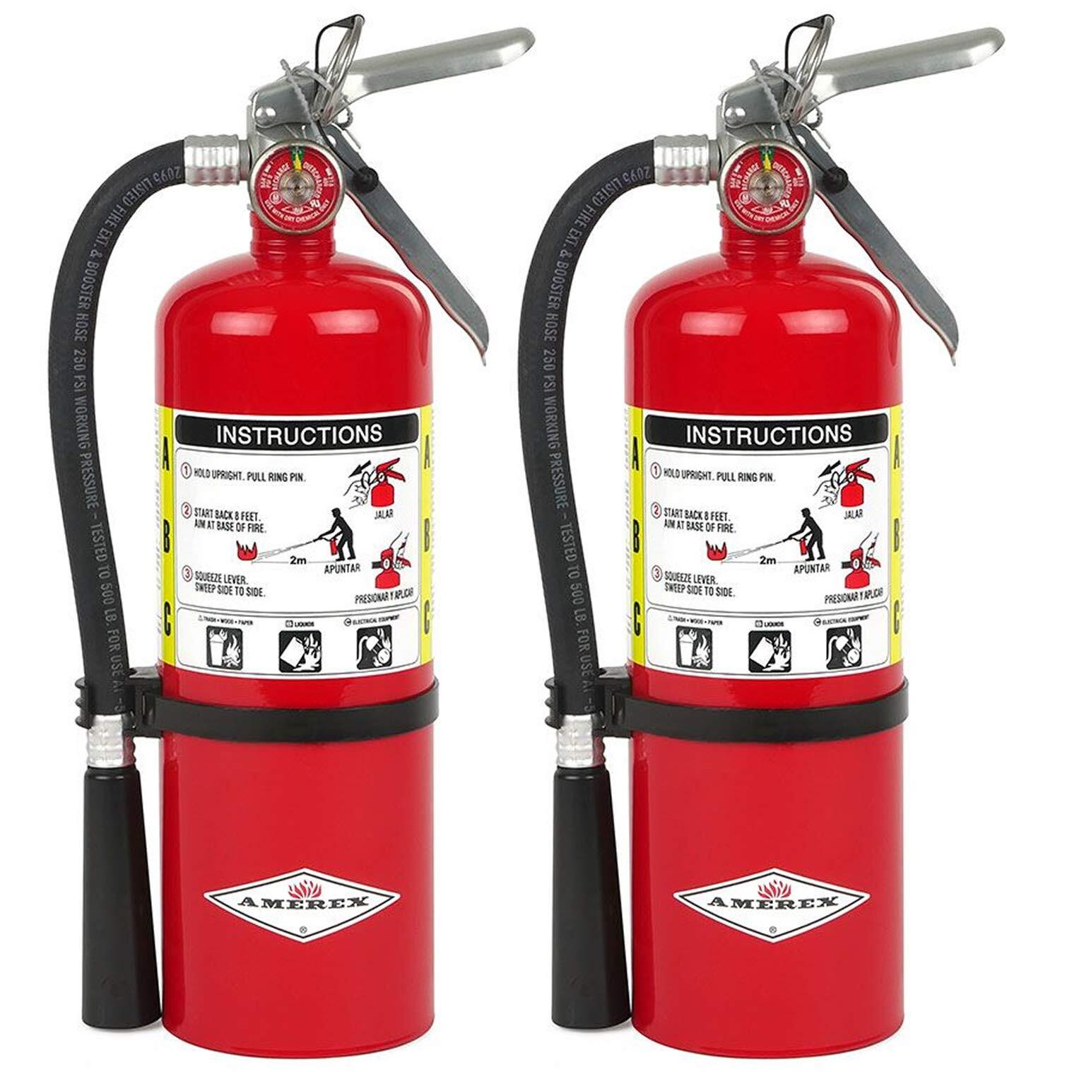 B500 2 Pack Multi Purpose Fire Extinguisher All Metal Valve Dependable Steel