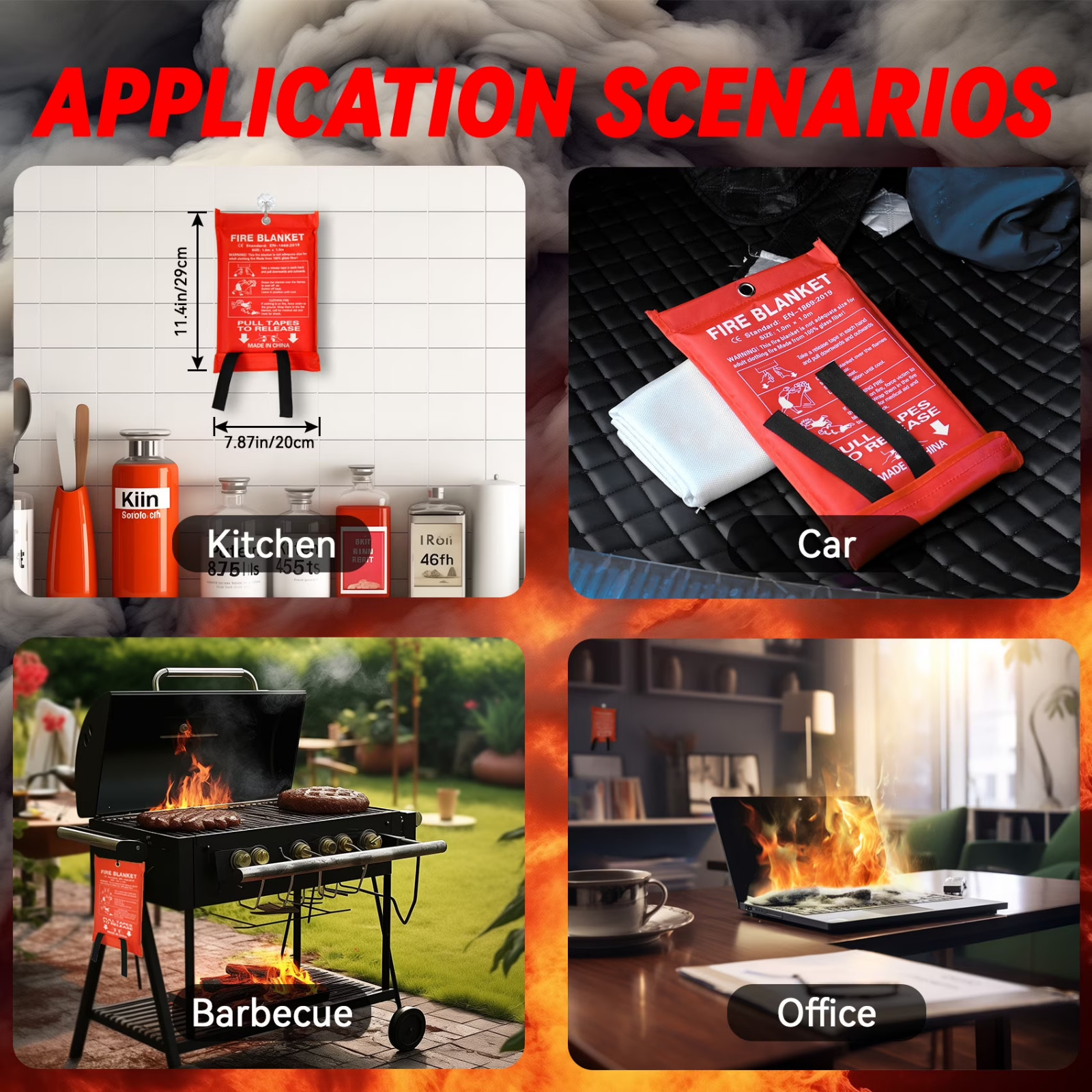 Emergency Fire Blanket Quick Release In Case For Home Office Car- Fast Shipping