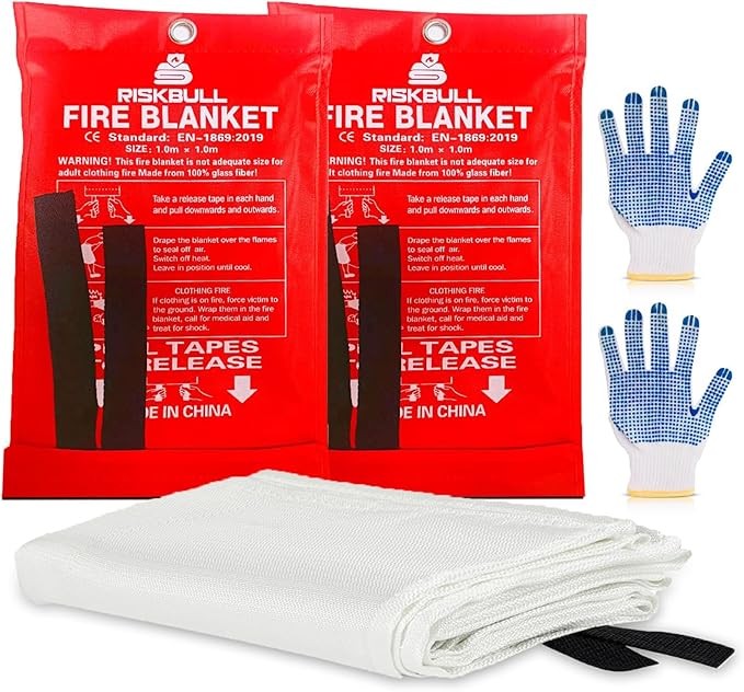 FIRE MAN Emergency Fire Blanket for Home and Kitchen 2 Pack 40” x 40” Fiberglass