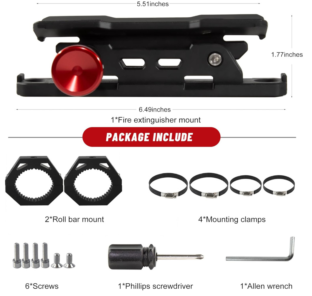 UTV Fire Extinguisher with Mount Kits Quick Release Roll Bar Exting “JUST KIT “