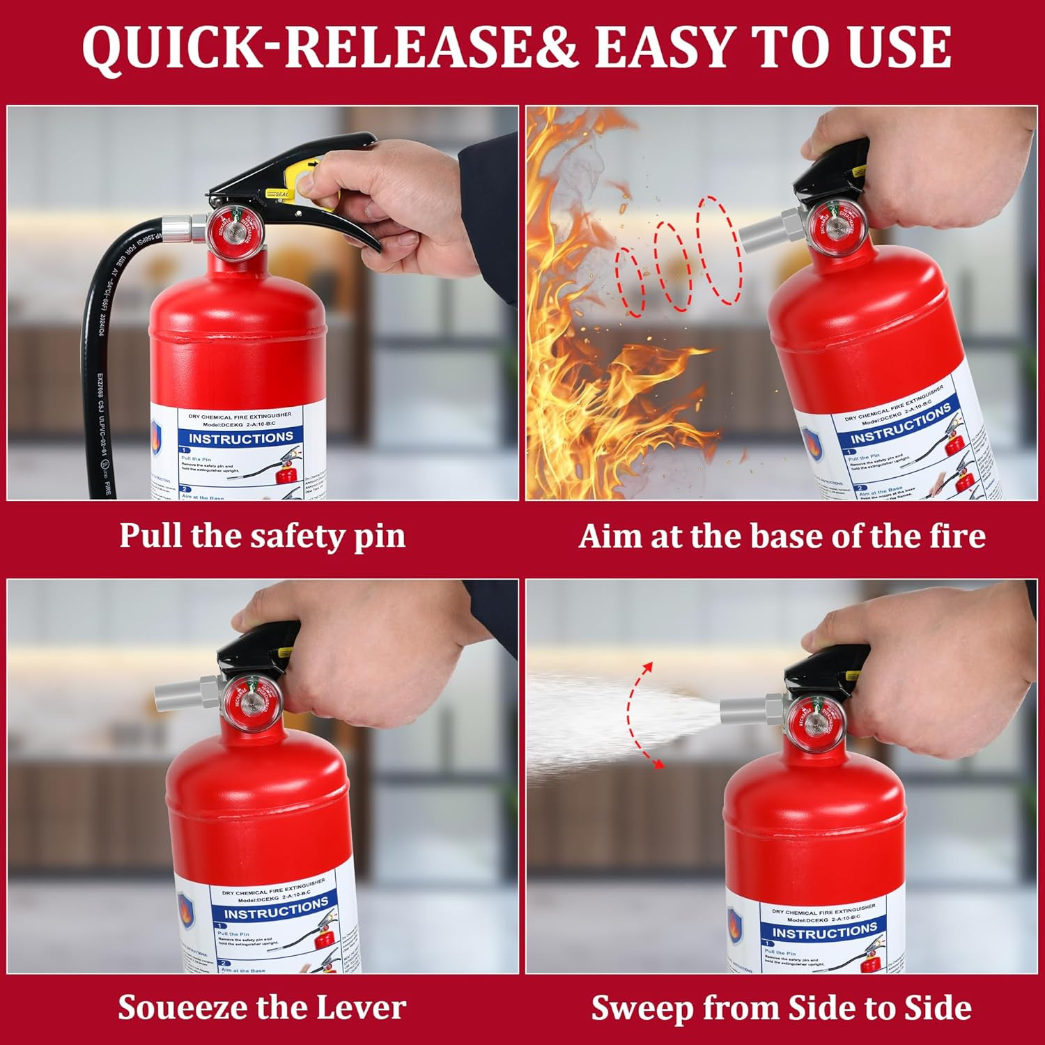 ABC Dry Chemical Fire Extinguishers, 5 lb 2a10bc Fire Extinguisher for Home, Bus