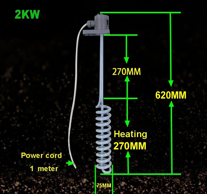 PTFE Teflon Immersion Heater Heat Element Strong Acid&Alkali Corrosion Resistant