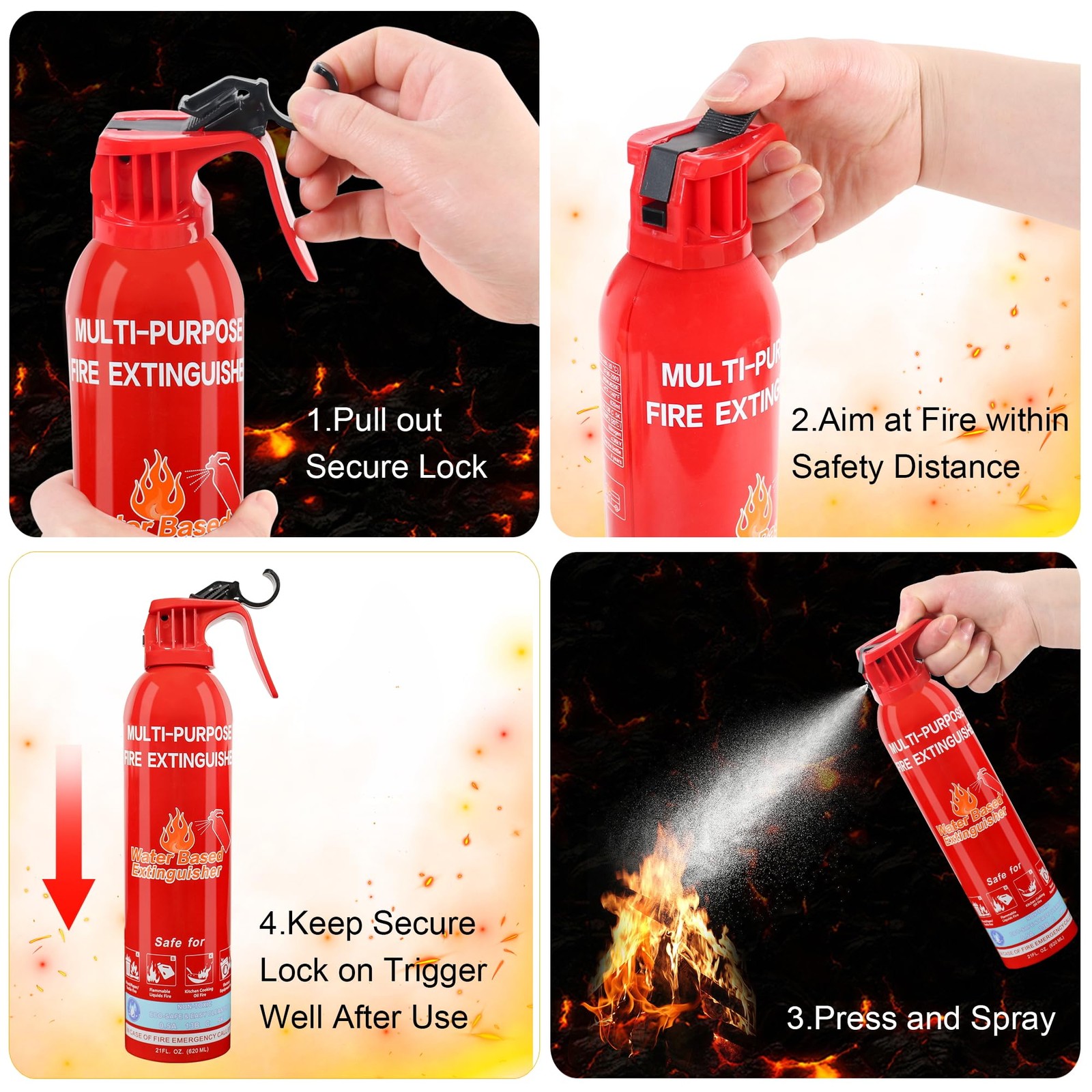 Fire Extinguishers for Home with Mount, 1 Pack Upgraded 8-in-1 Portable Fire …