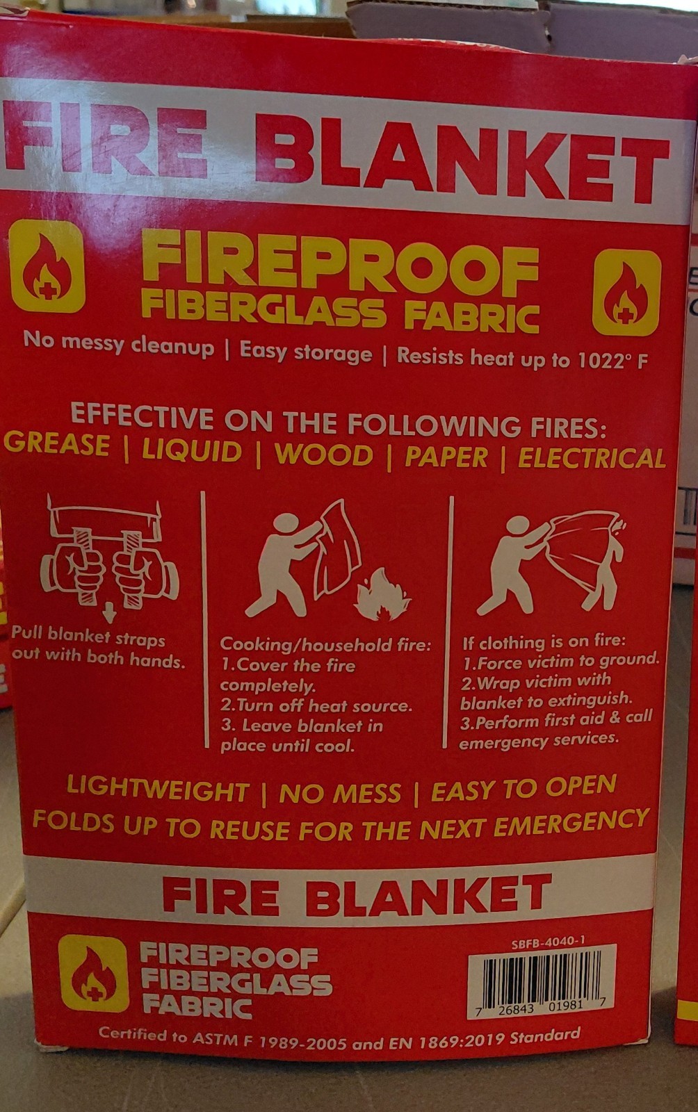 Silverback Fireproof Fiberglass 550 Degrees Fire Blanket 40″ X 40″ **NEW**