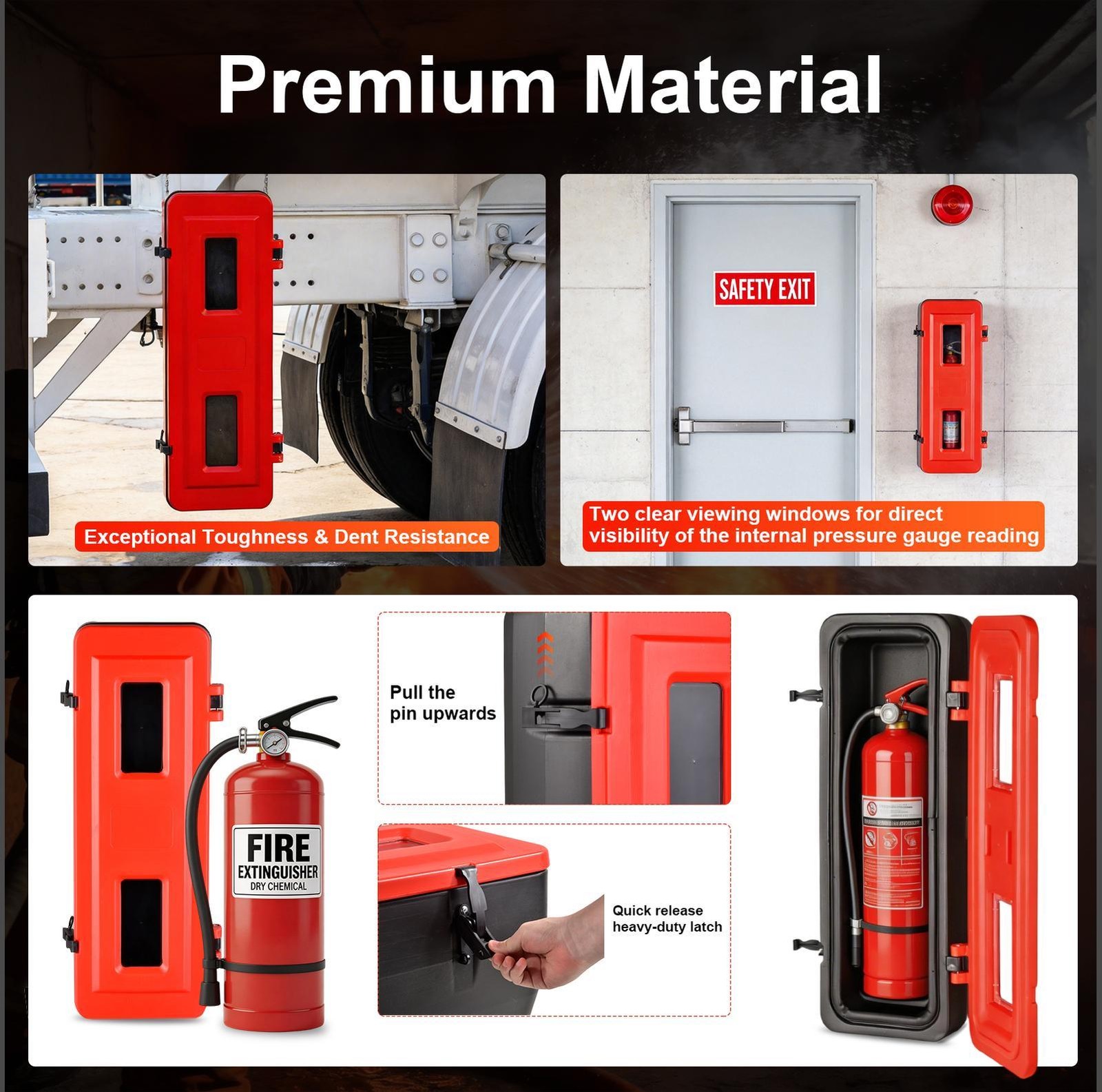 20 LB Red Fire Extinguisher Cabiner Indoor/Outdoor W/Latches