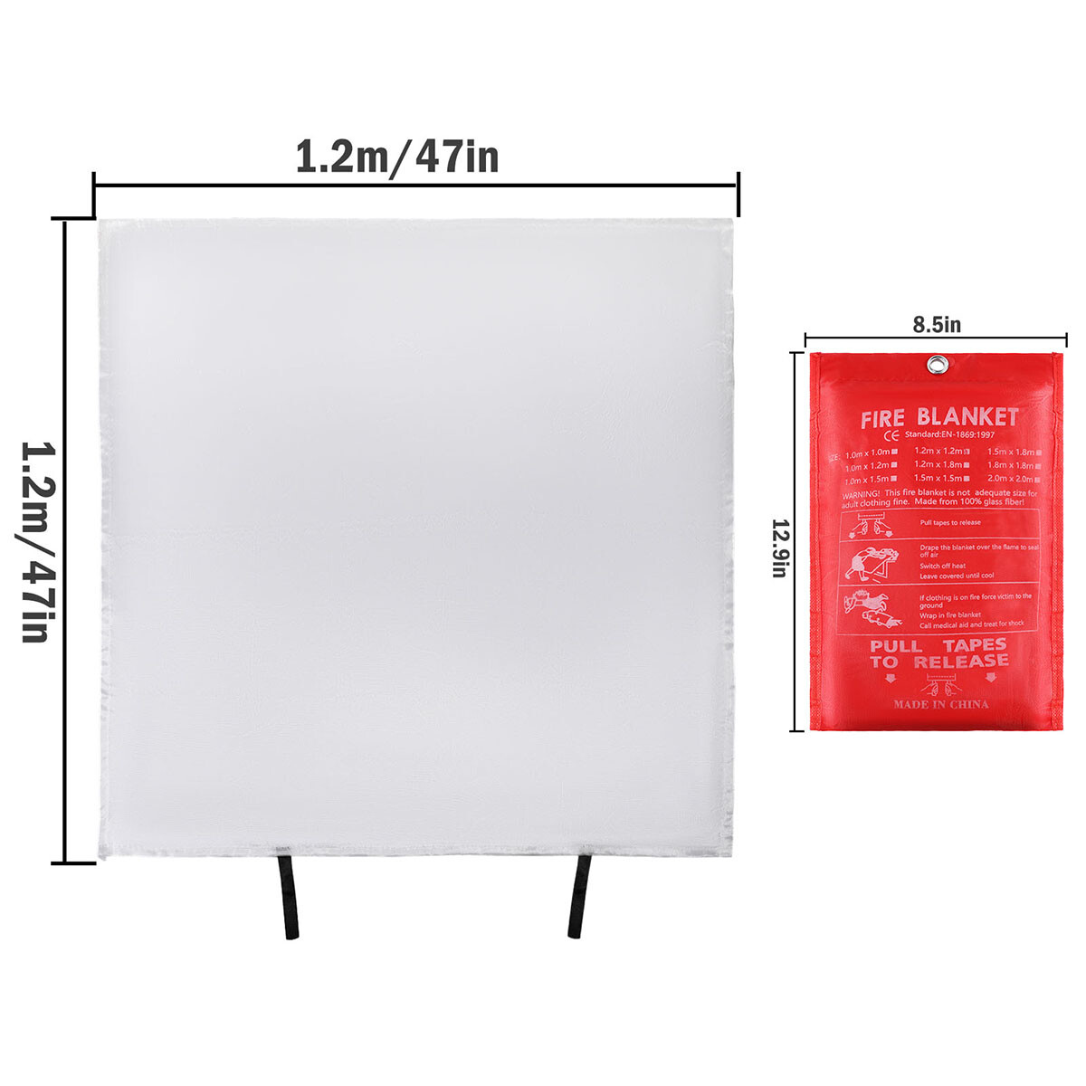 Home Fire Safety Blanket, 1-Pack, Fiberglass, Flame Retardant, 47” X 47” USA