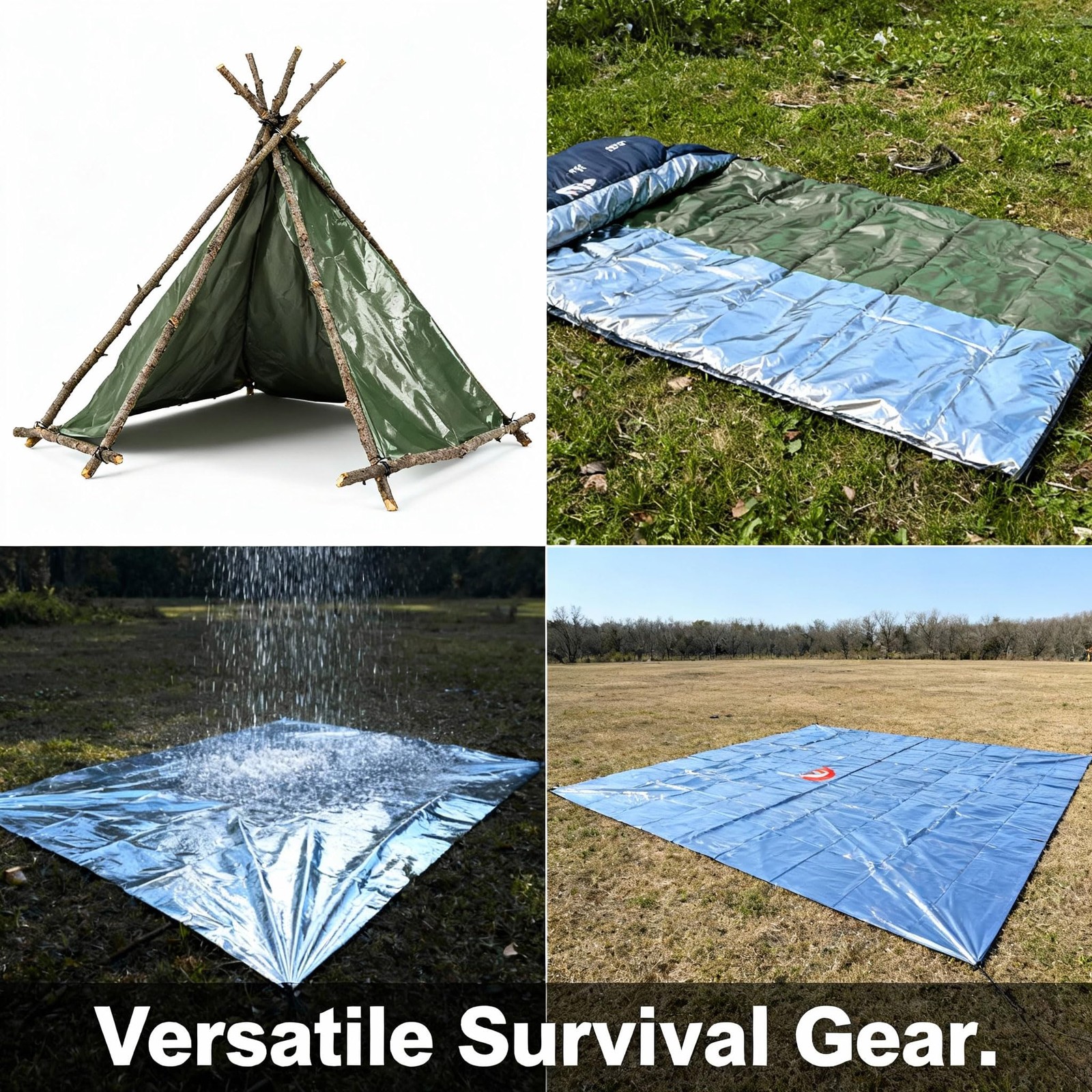 Double-Sided Green/Silver Thermal Emergency Blanket (4-Pack) – Extra Large 63…