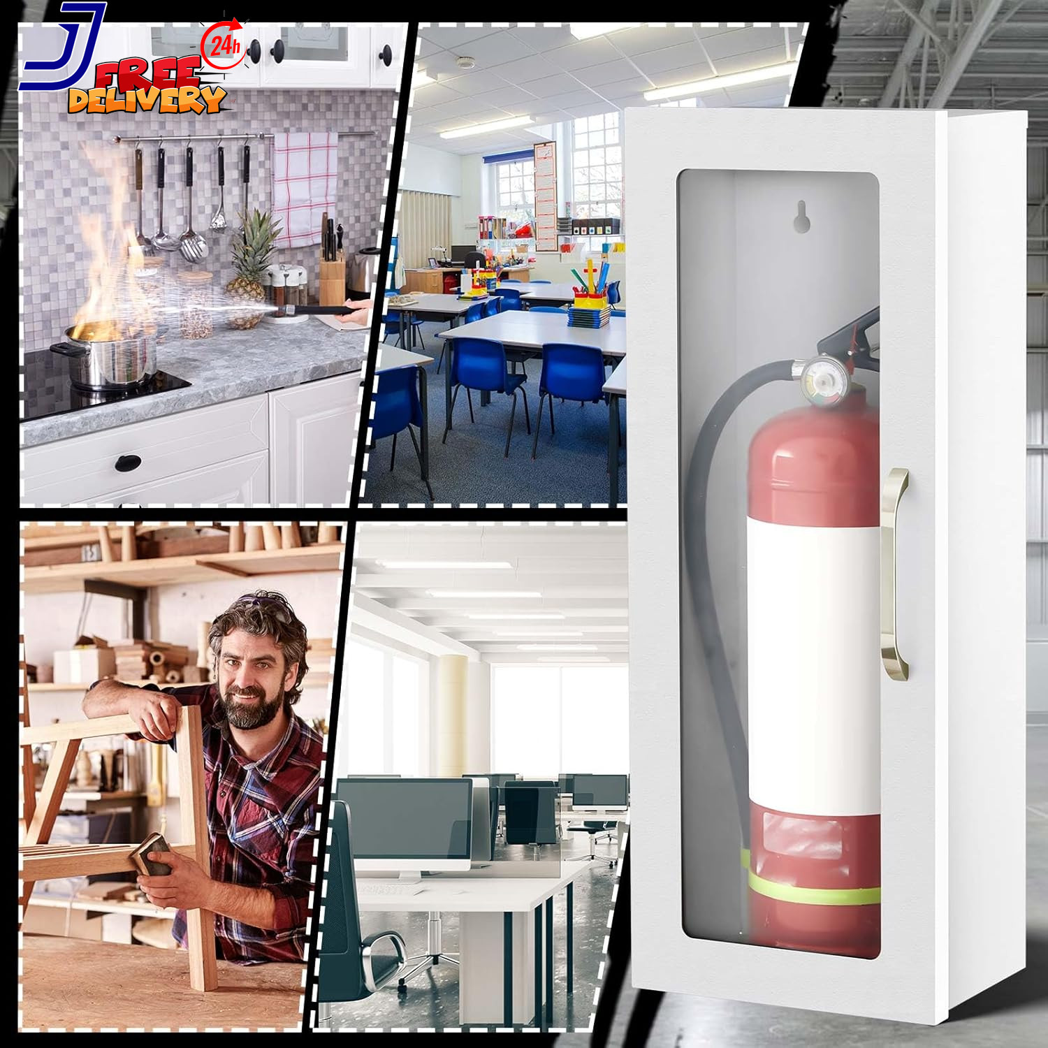 2 Pack Fire Extinguisher Cabinet Wall Mount Steel Holder for Indoor/Outdoor