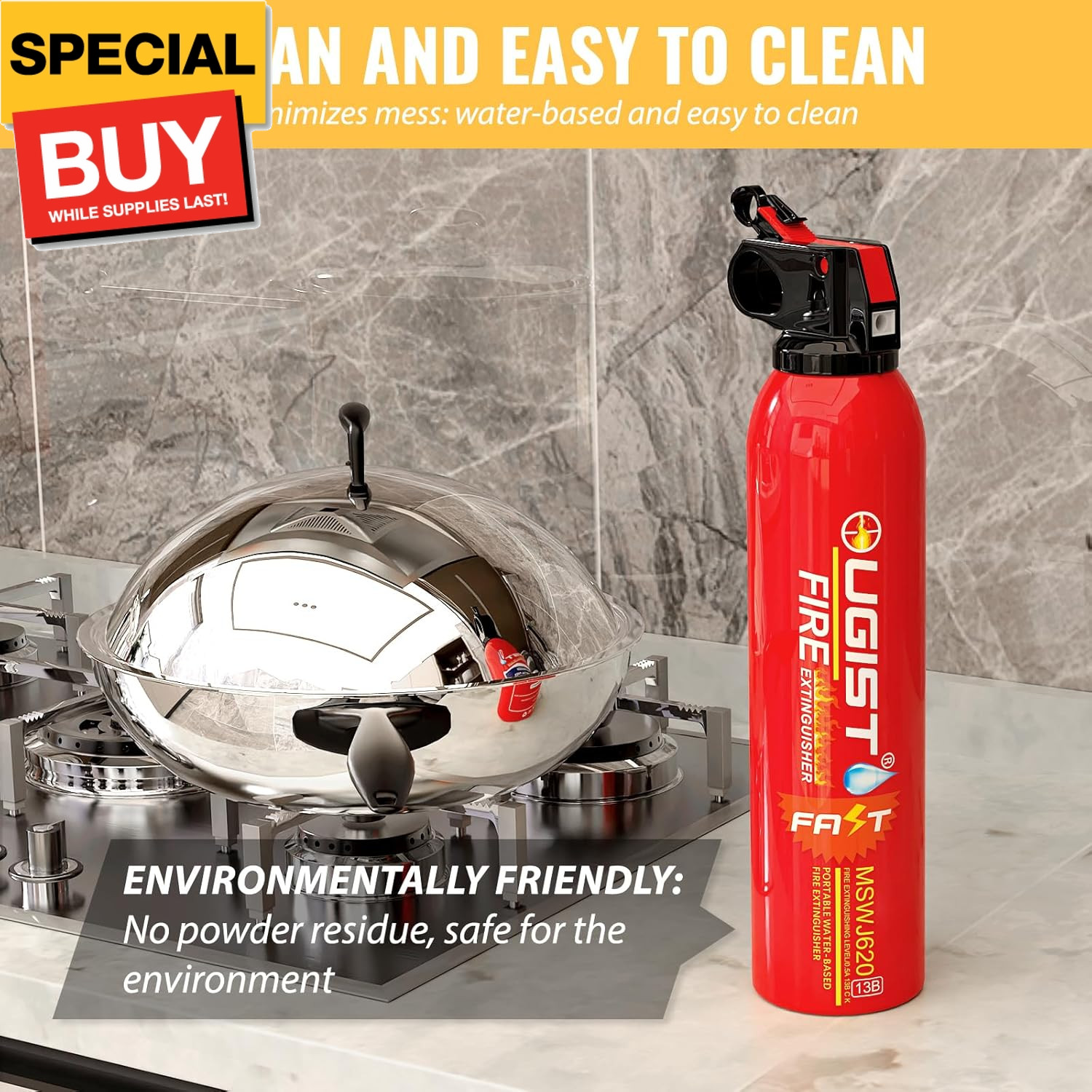 Small Portable Fire Extinguisher for Home and Kitchen, 21oz Each, 1-Pack, Water-