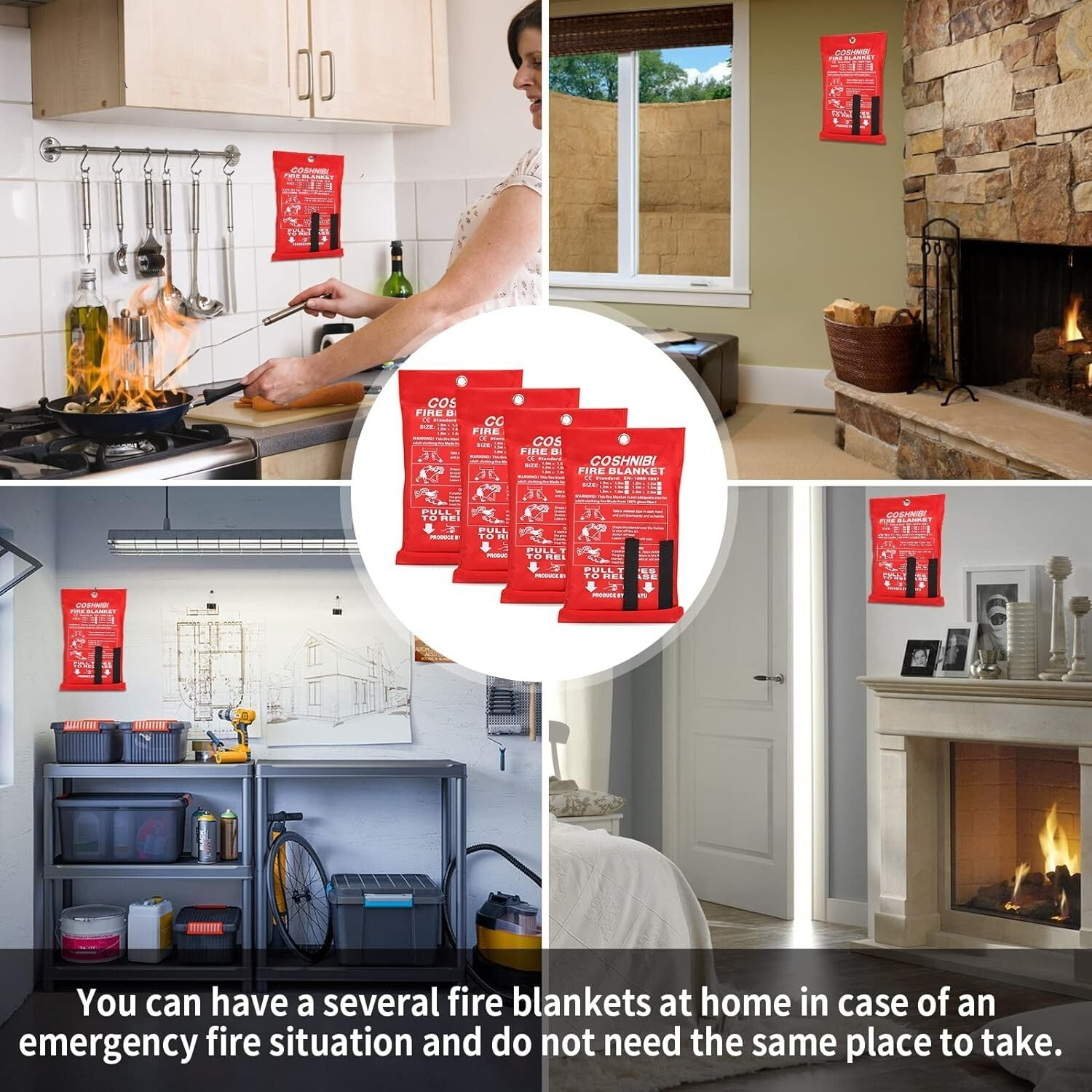 High Heat Resistant Emergency Fire Blanket for Home & Kitchen