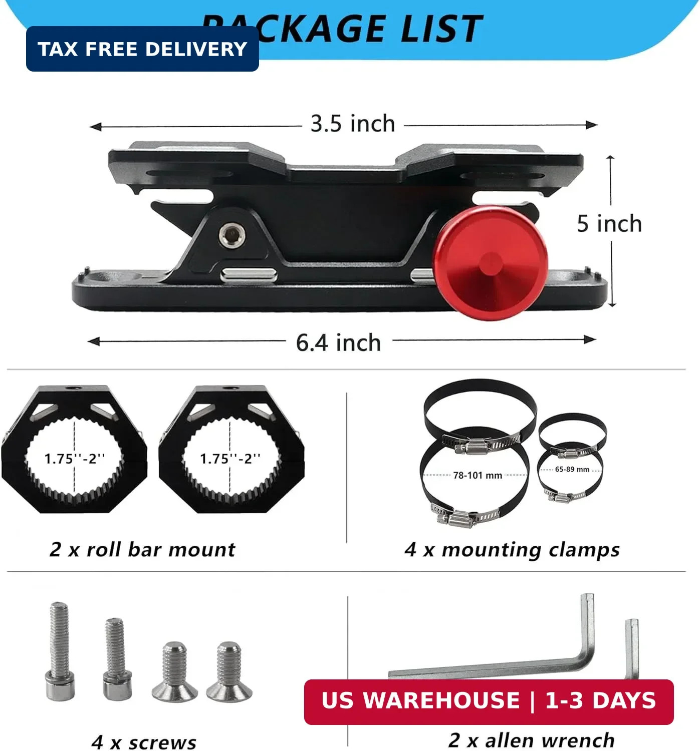 Fire Extinguisher Mount Bracket, Aluminum UTV Quick Release Fire Extinguisher Mo