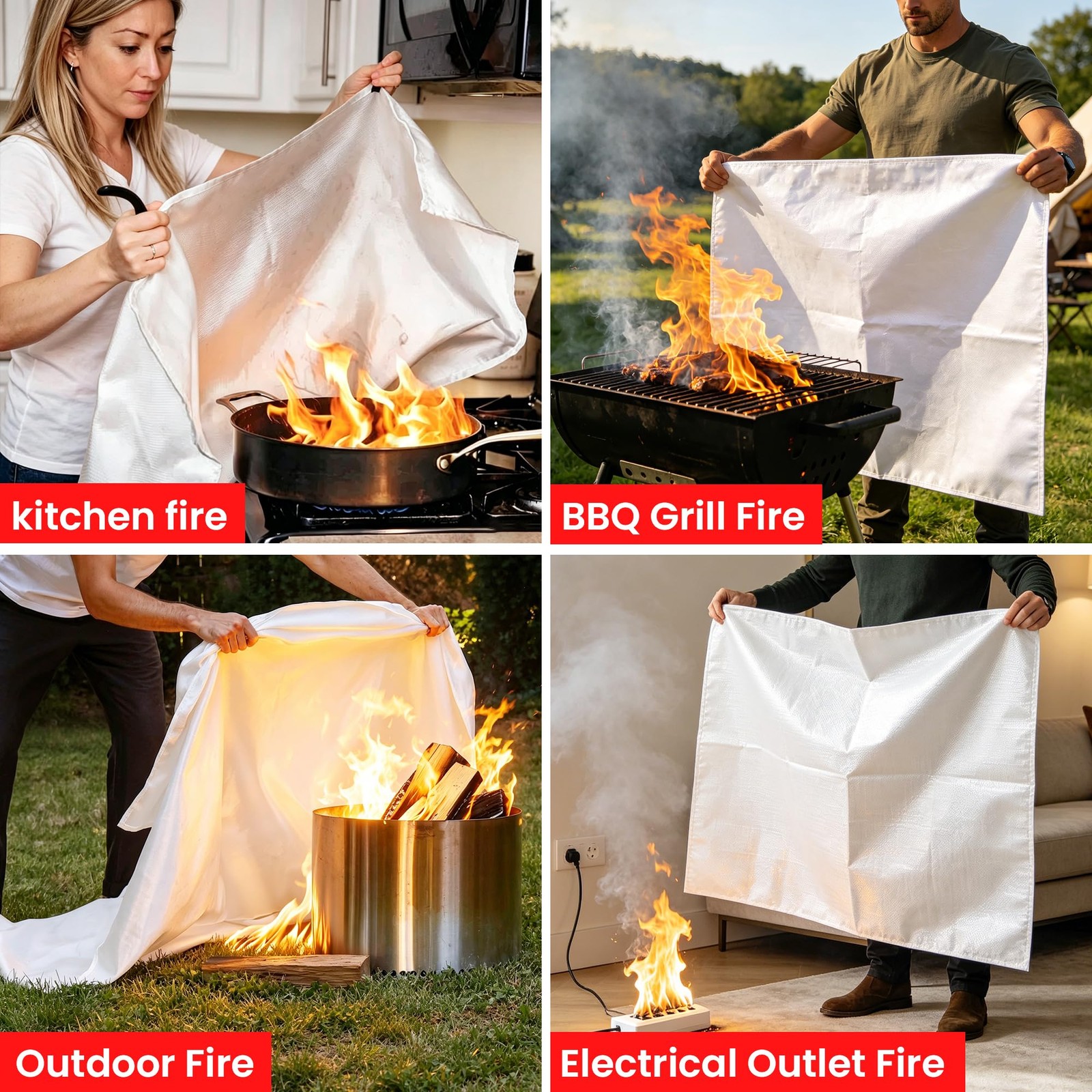 Fire Blanket for Home and Kitchen,40″ x 40″,4 Pack,Emergency Fire Blanket