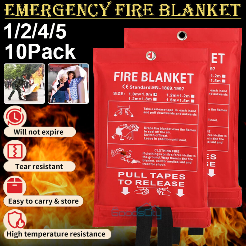 Home Safety Fire Blanket, 1-10 Pack, Fiberglass Emergency Home Retardant 47″x47″