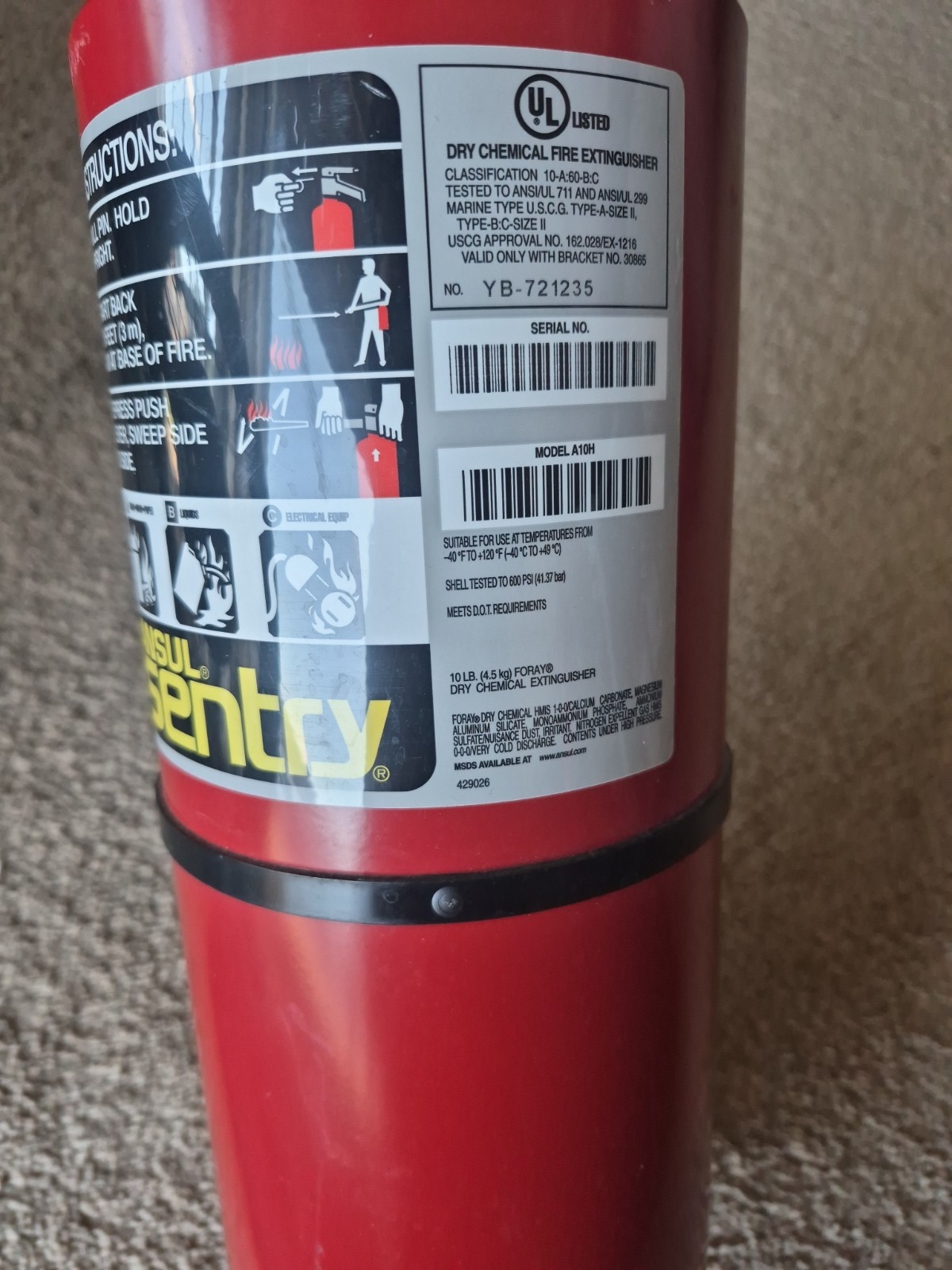 10LB ANSUL SENTRY AA10S – ABC Dry Chemical Fire Extinguisher
