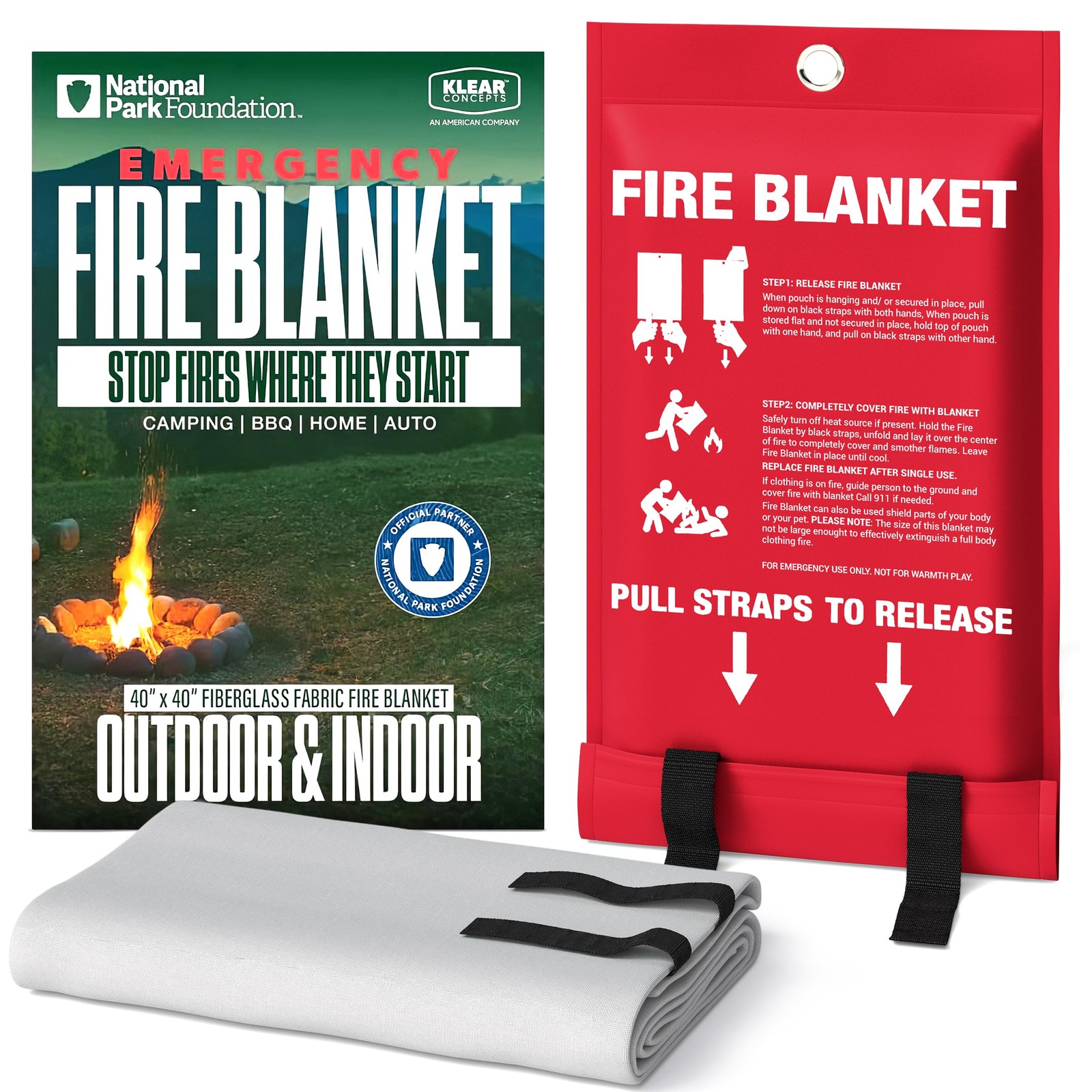 National Park Foundation Partner Emergency Fire Blanket, 40”x40” UM9 Fibergla…