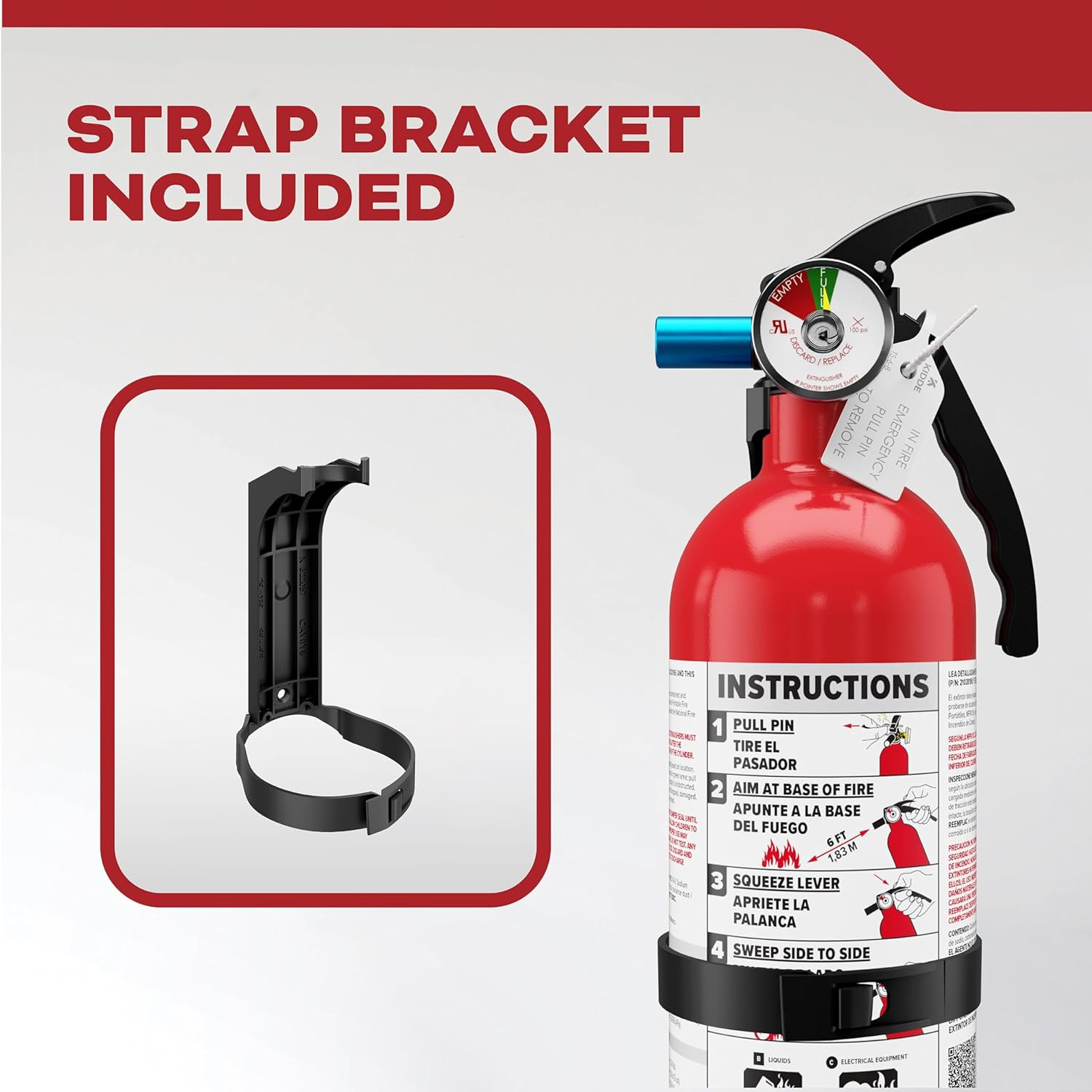 Basic Fire Extinguisher for Home, Office, Residential, Single-Use, 5BC