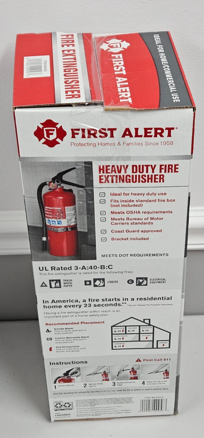 First Alert Heavy Duty Fire Extinguisher Professional Commercial Grade FE3A40GR