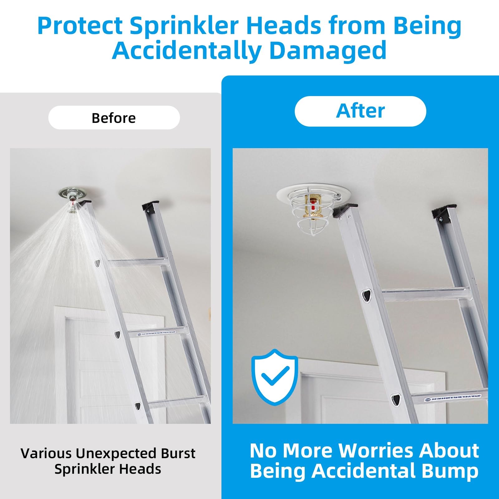 1/2″ Fire Sprinkler Head Cage Guard (12 Pack, White, Steel, Wall Mount)