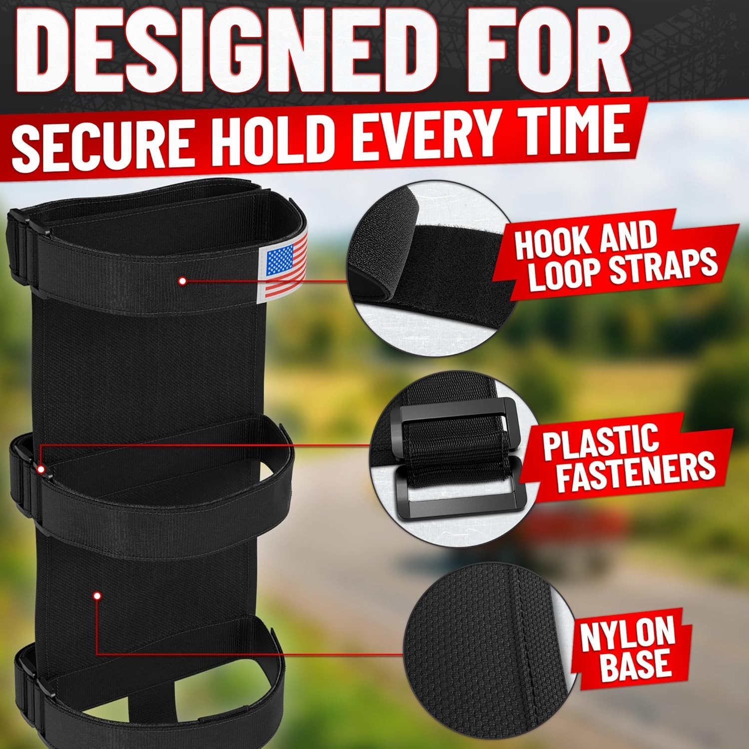 Adjustable No Drill Vehicle Fire Extinguisher Mount Strap Fix Roll