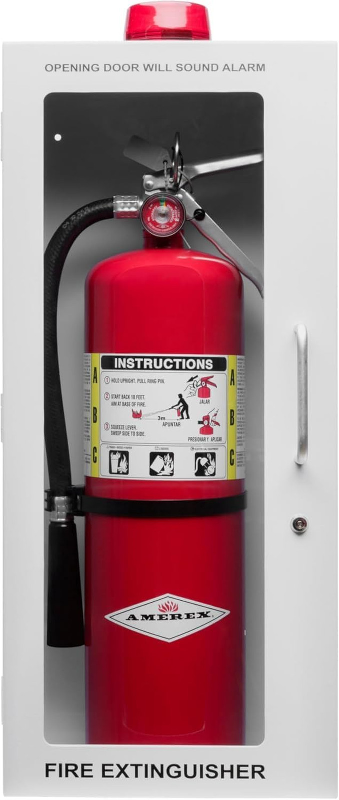Fire Extinguisher Cabinet with Alarm & Lock – Fits 5 Lb Extinguishers
