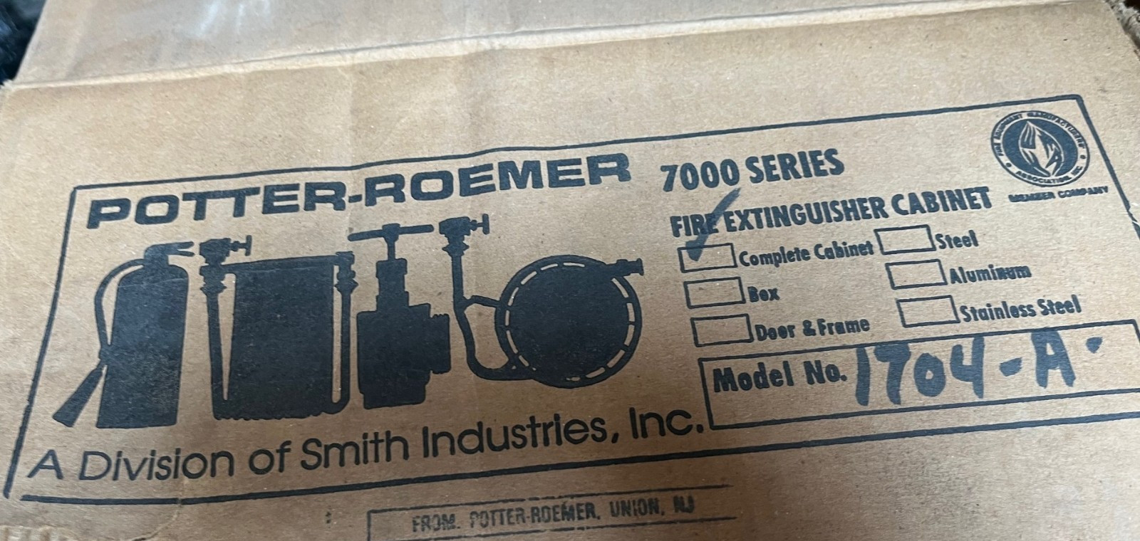 Potter Roemer Fire Extinguisher Cabinet Vertical Recessed