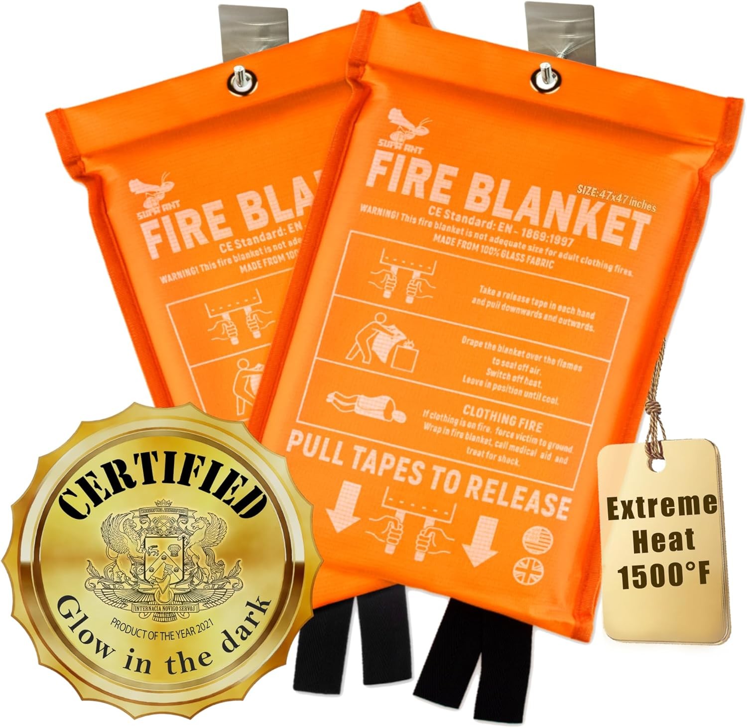 Supa Ant Fire Blanket 1500F Fiberglass 2 Pack