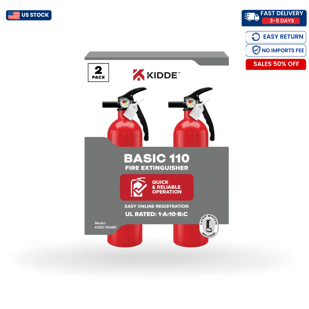 Kidde Basic Home Fire Extinguisher 1-A 10-B:C 2 Pack