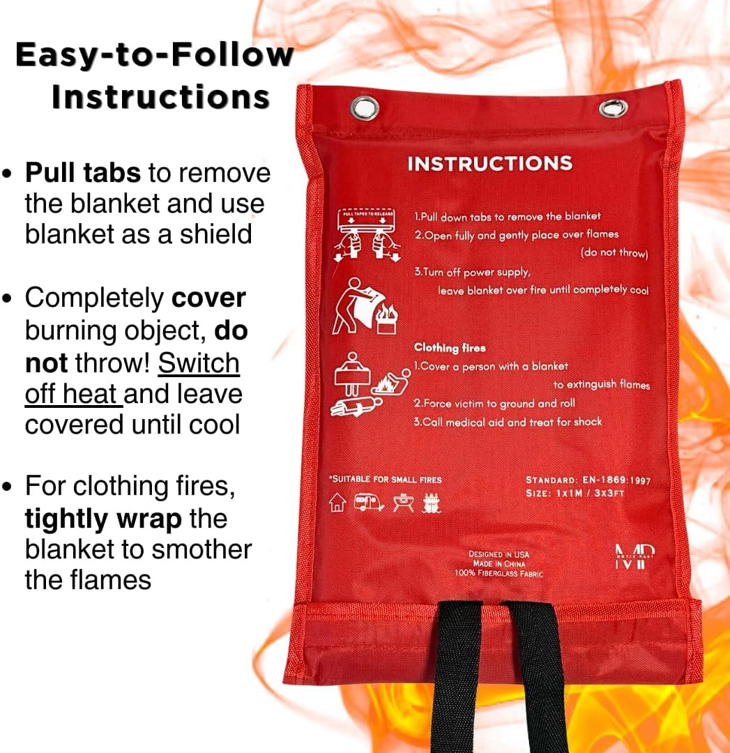 1X Fire Blanket for Home Safety Emergency for Kitchen Fiberglass Fire Blankets F