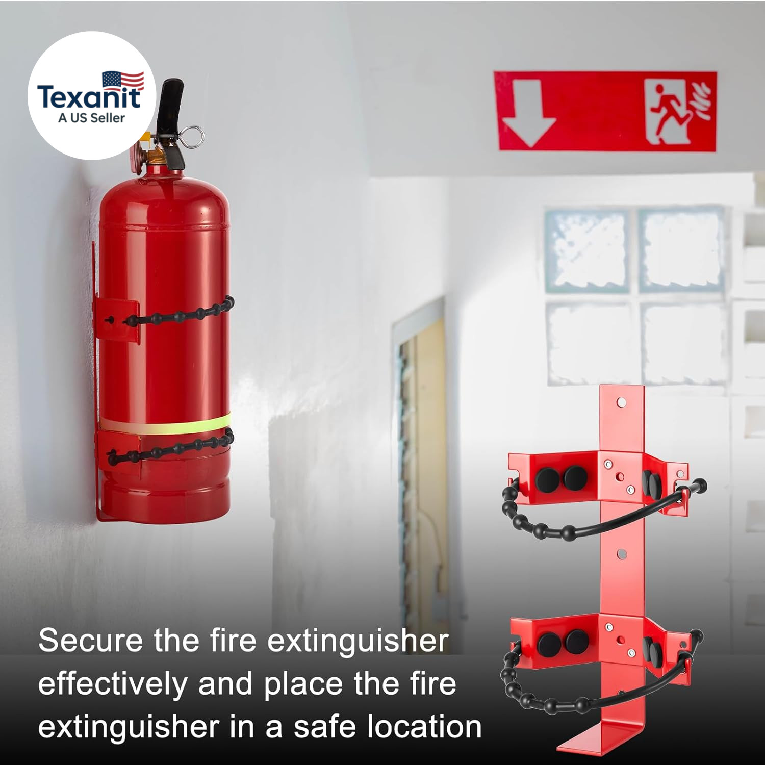 2 Pcs Fire Extinguisher Mount Bracket Adjustable, Supports up to 2.5 and 5Lb, He