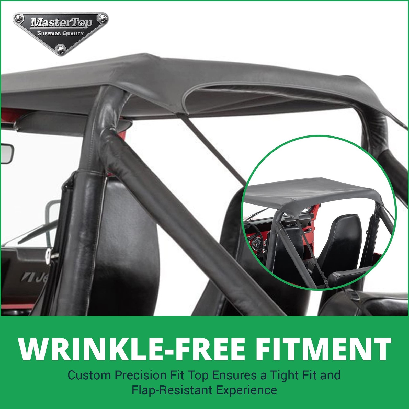 MasterTop Strap Style Bimini Top – Fits Jeep Wrangler YJ & CJ-7 1978-1991 – L…