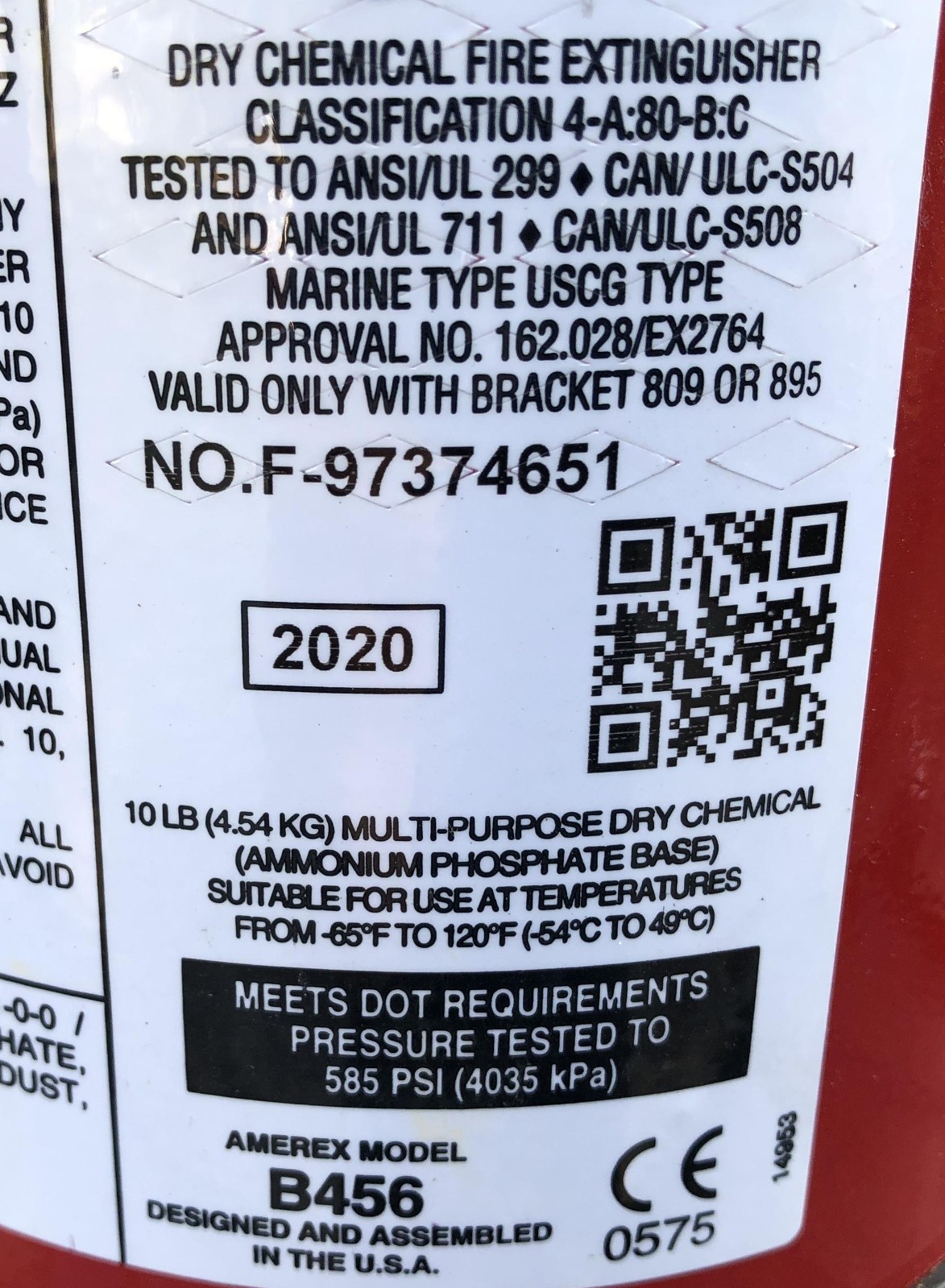 Dry Chemical 10lb Fire Extinguisher Amerex B456 – #12