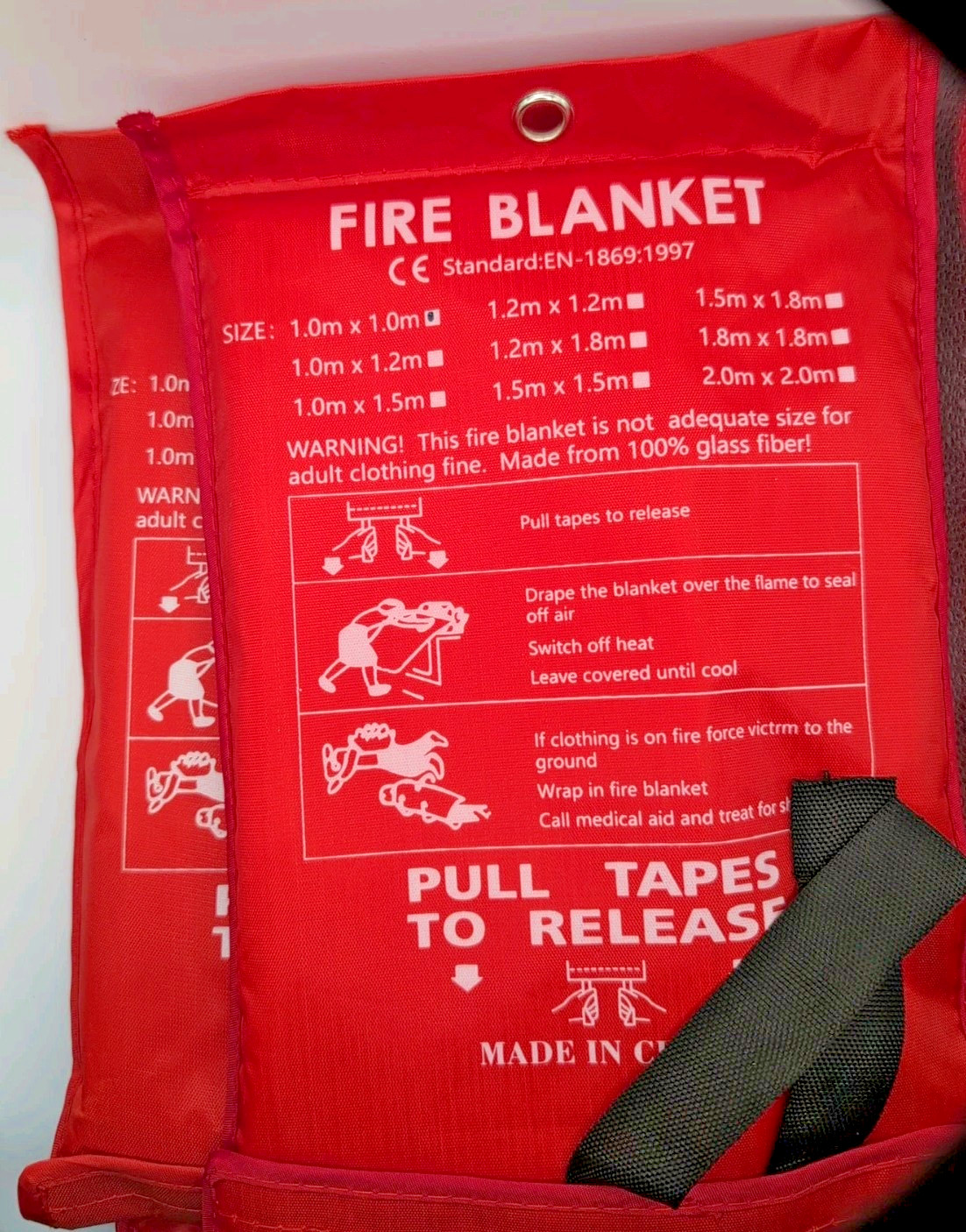 4 Pack Emergency Fire Blanket Fire Suppression 1m x 1m Fiberglass Woven 40×40″