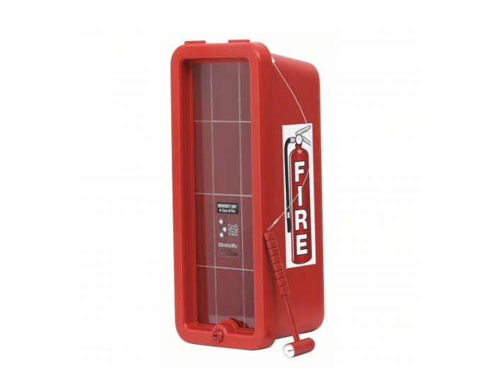 ✅🔥🧯LOT of 10 NEW 5lb. FIRE EXTINGUISHER CABINETS W/ PLEXIGLASS, LOCK & HAMMER