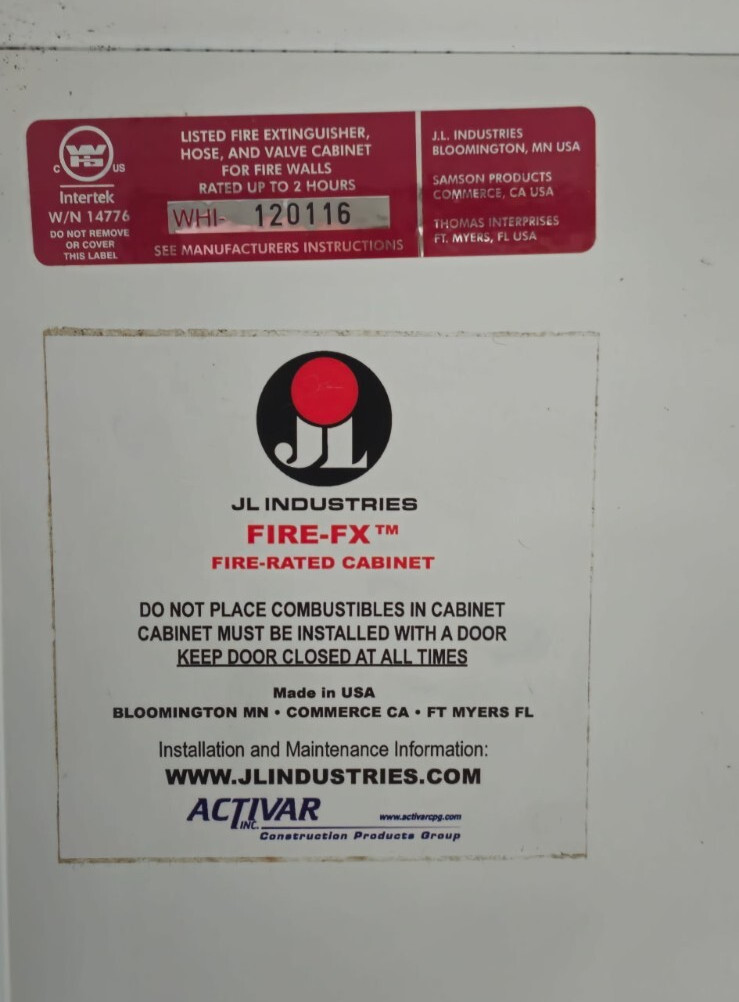 NEW JL Industries Fire Extinguisher Cabinet Model # 120116