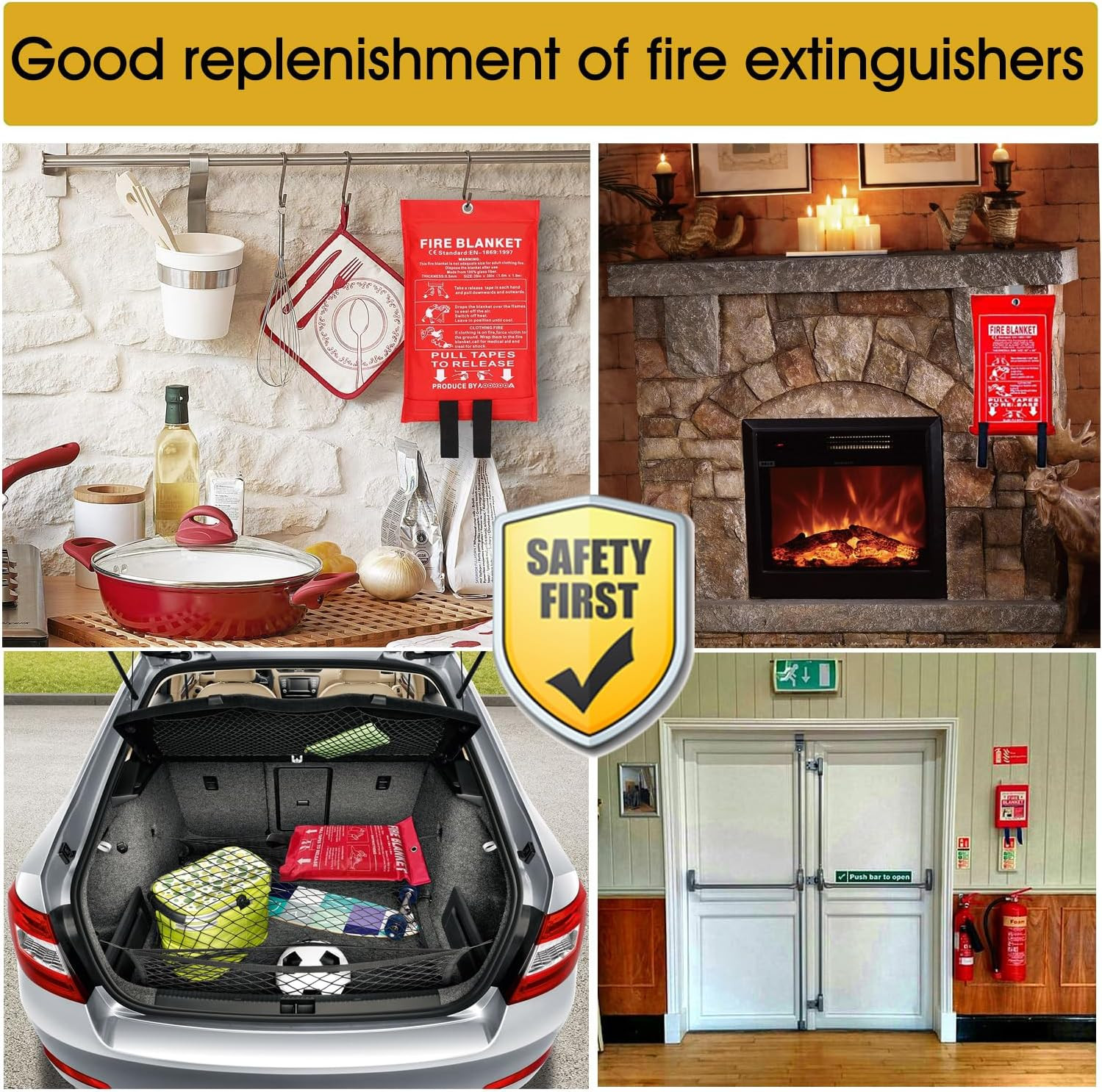 Fire Blanket for Kitchen Home Emergency – Fiberglass Blankets Fire Survival Susp