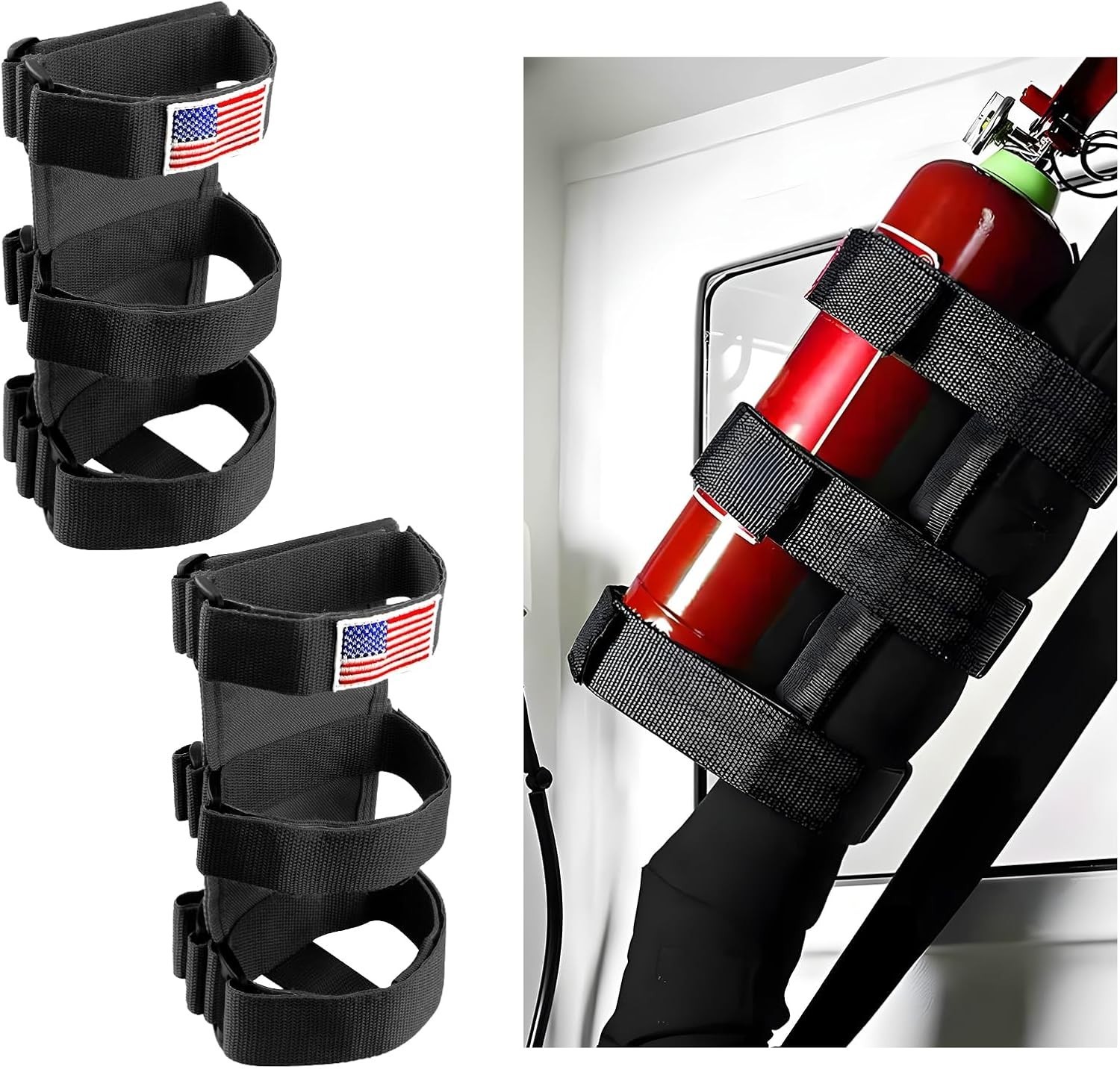 2 PCS Fire Extinguisher Holder, Adjustable Roll Bar Extinguisher Strap with A…