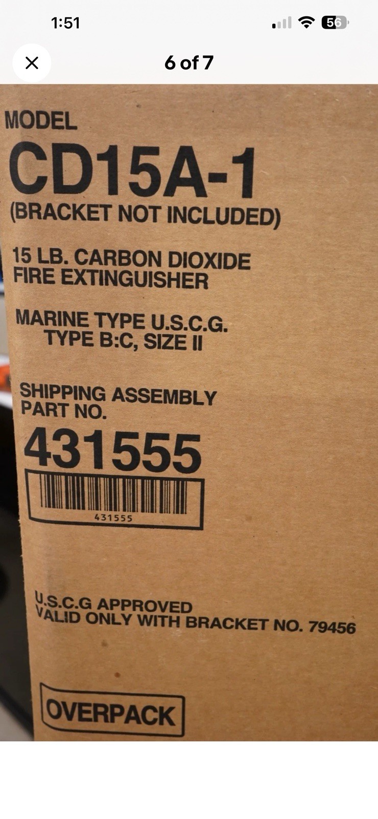Sentry Ansul 431555 CD15A-1 15 lb Carbon Dioxide Marine Fire Extinguisher