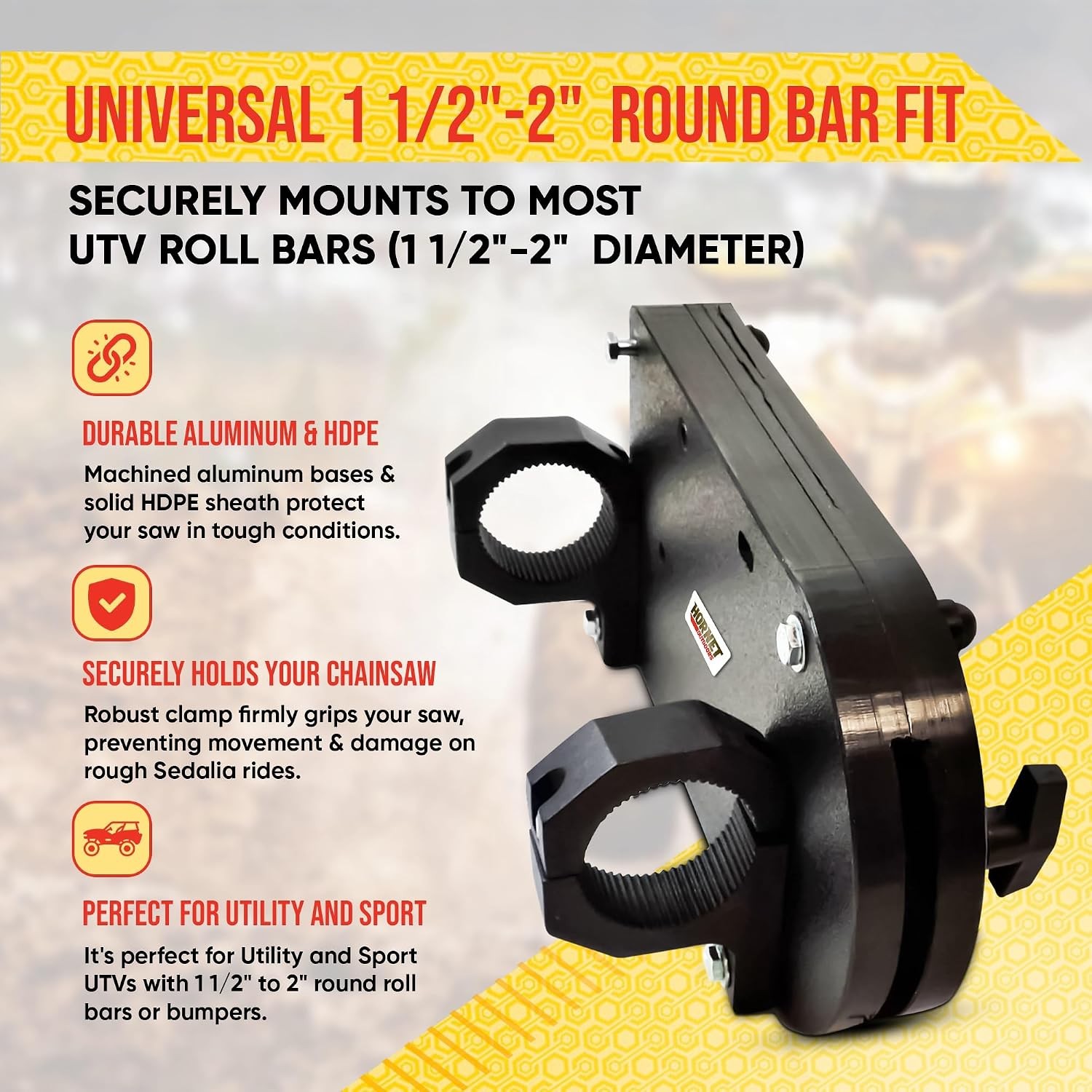 OEM UTV Roll Bar Chainsaw Mount Made in USA Fits All Round Roll Bars