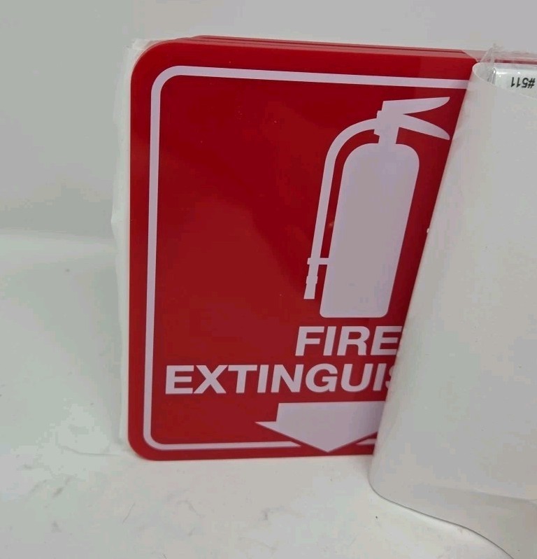 🎯(SET OF 4) 6″x6″ RIGID PLASTIC 90* ANGLE FIRE EXTINGUISHER ARROW SIGNS NEW