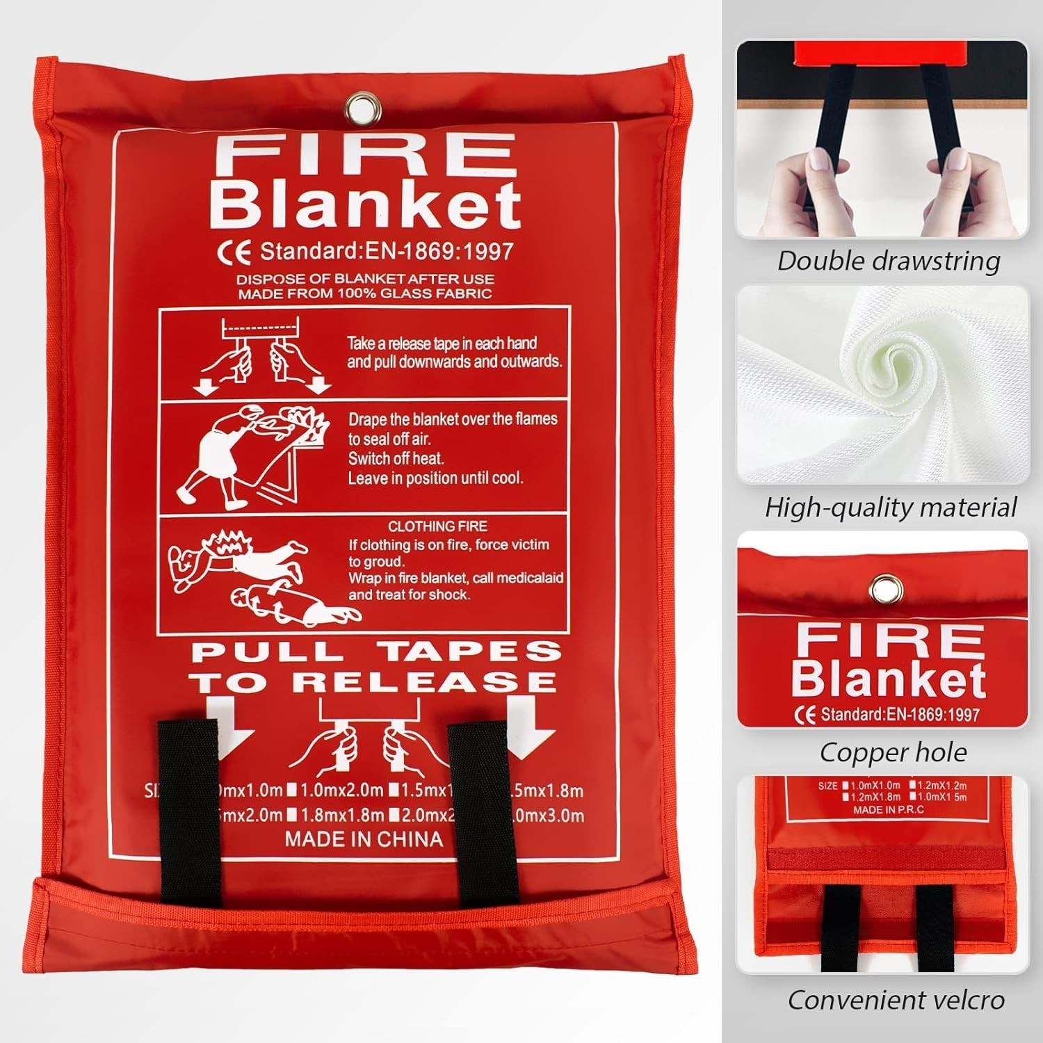 Large Fire Blanket Home & Kitchen 6 ft x 8 ft Fiberglass Welding Blanket