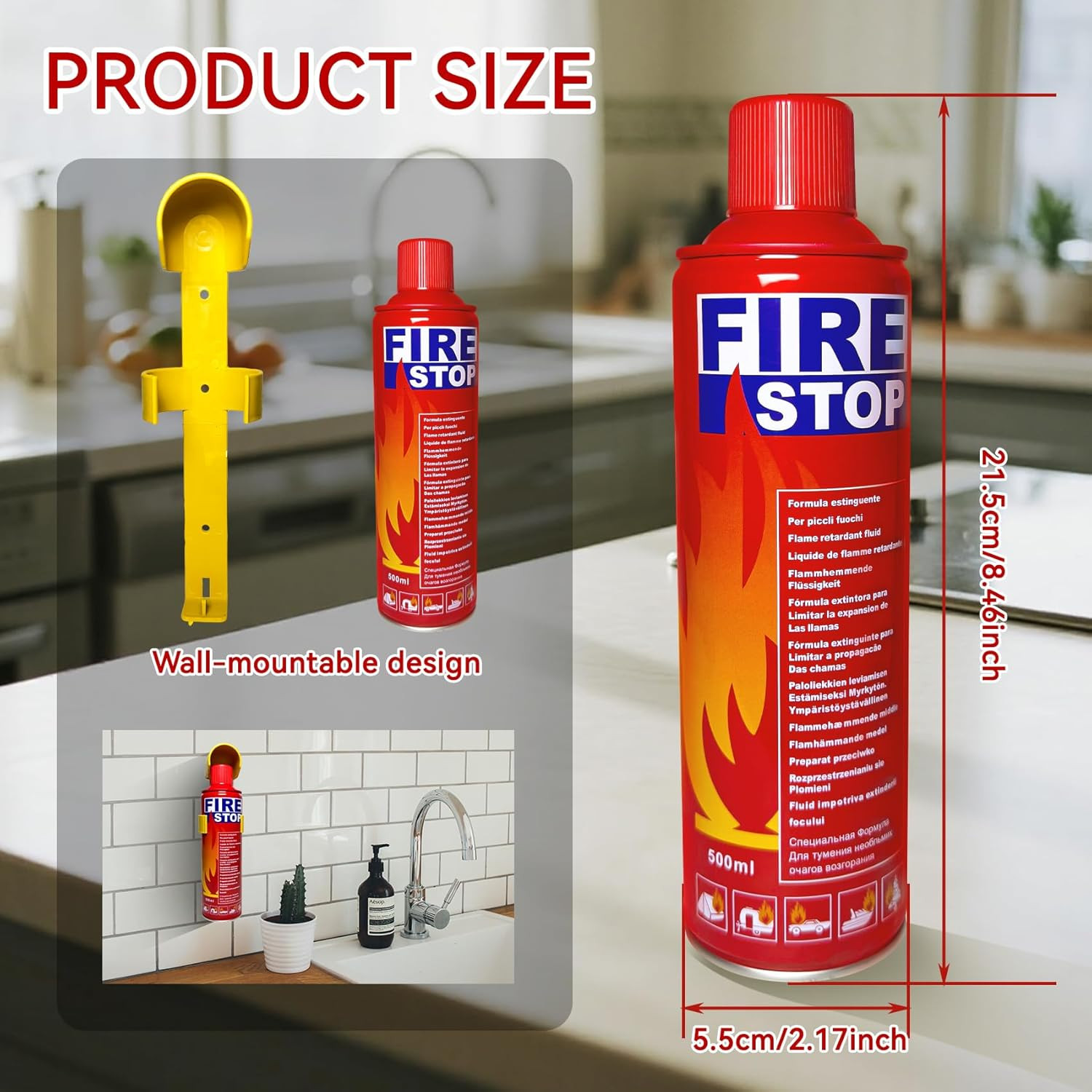 Portable Fire Extinguisher with Mount Brackets – Multi-Purpose Protection (4-Pac