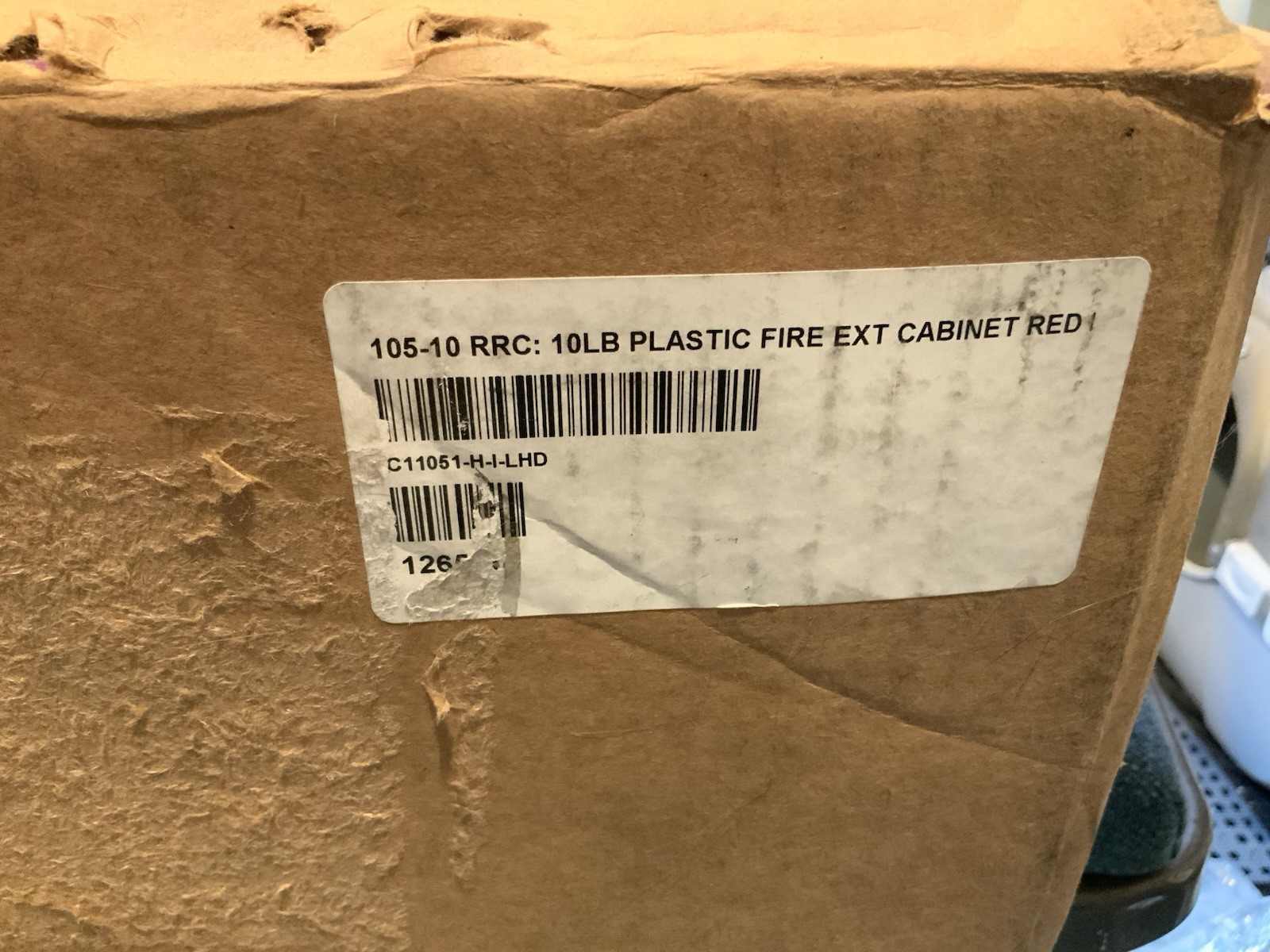 Global Industrial Plastic Fire Extinguisher Cabinet with Window Fits 10 lbs. Red