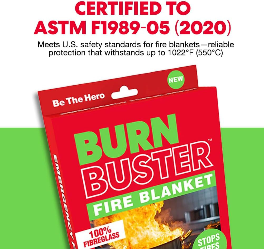 2-Pack Emergency Fire Blanket – ASTM Certified Fire Suppression Blanket for Home