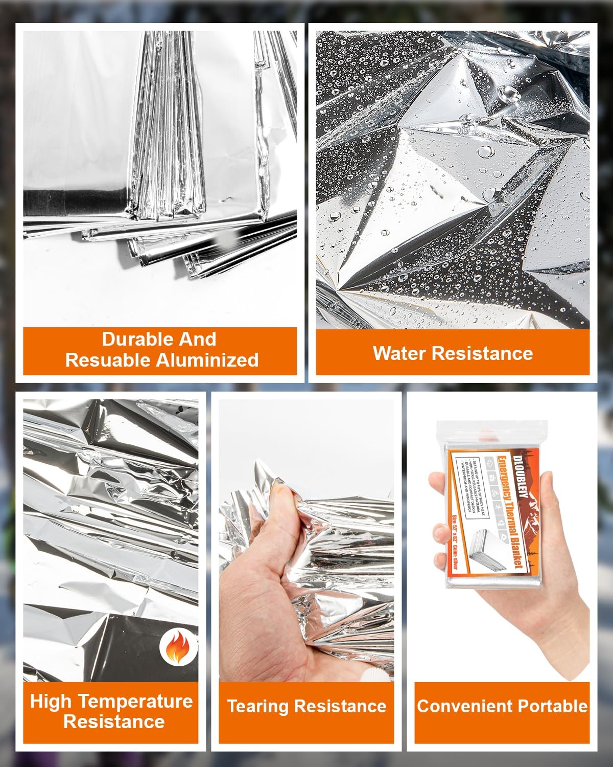 10-Pack Emergency Thermal Blankets, Heavy Duty Mylar Space Blanket with Ultim…