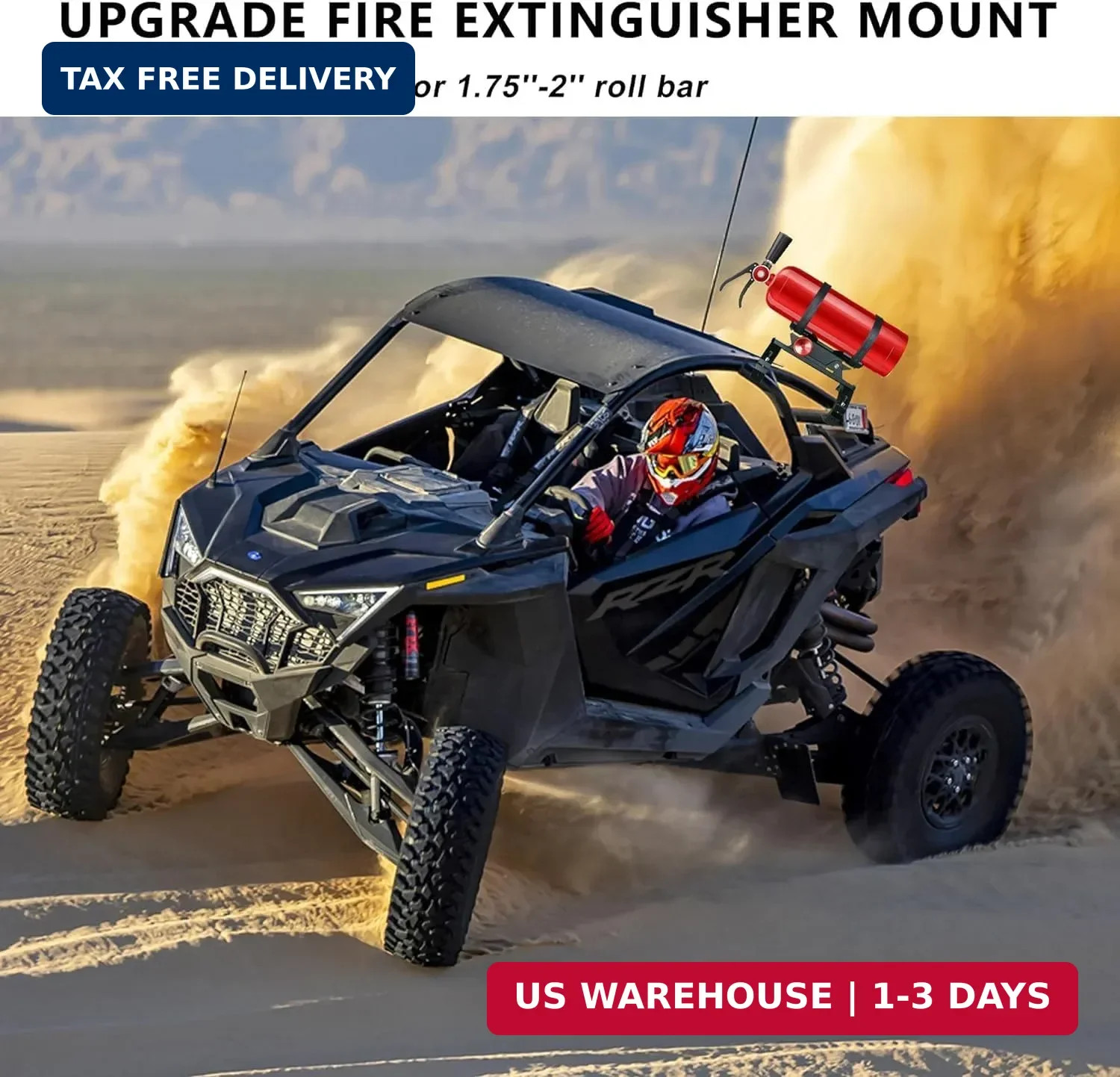 UTV Fire Extinguisher Mount Kit – Aluminum Adjustable Quick Release Roll Bar Car
